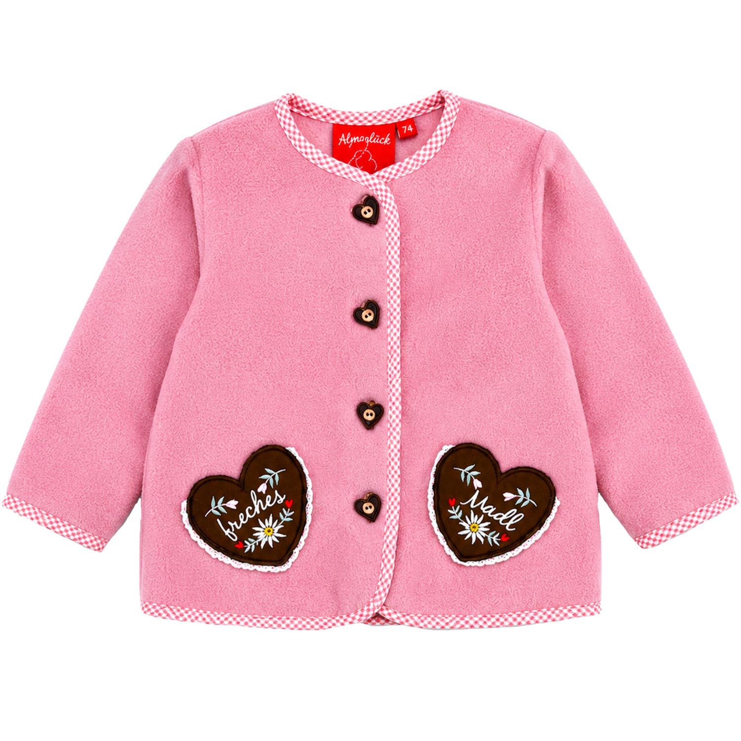 BONDI Strickjacke Baby Mädchen Fleecejacke 'Freches Madl' 86851, Ol