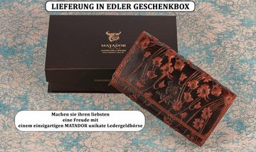 Matador Geldbörse (Damen - Groß Vintage Leder Portemonnaie, für Damen mit RFID, NFC-Schutz), Geldbeutel Damen mit 25 Kartenfächer, mit 2 Sichtfenstern