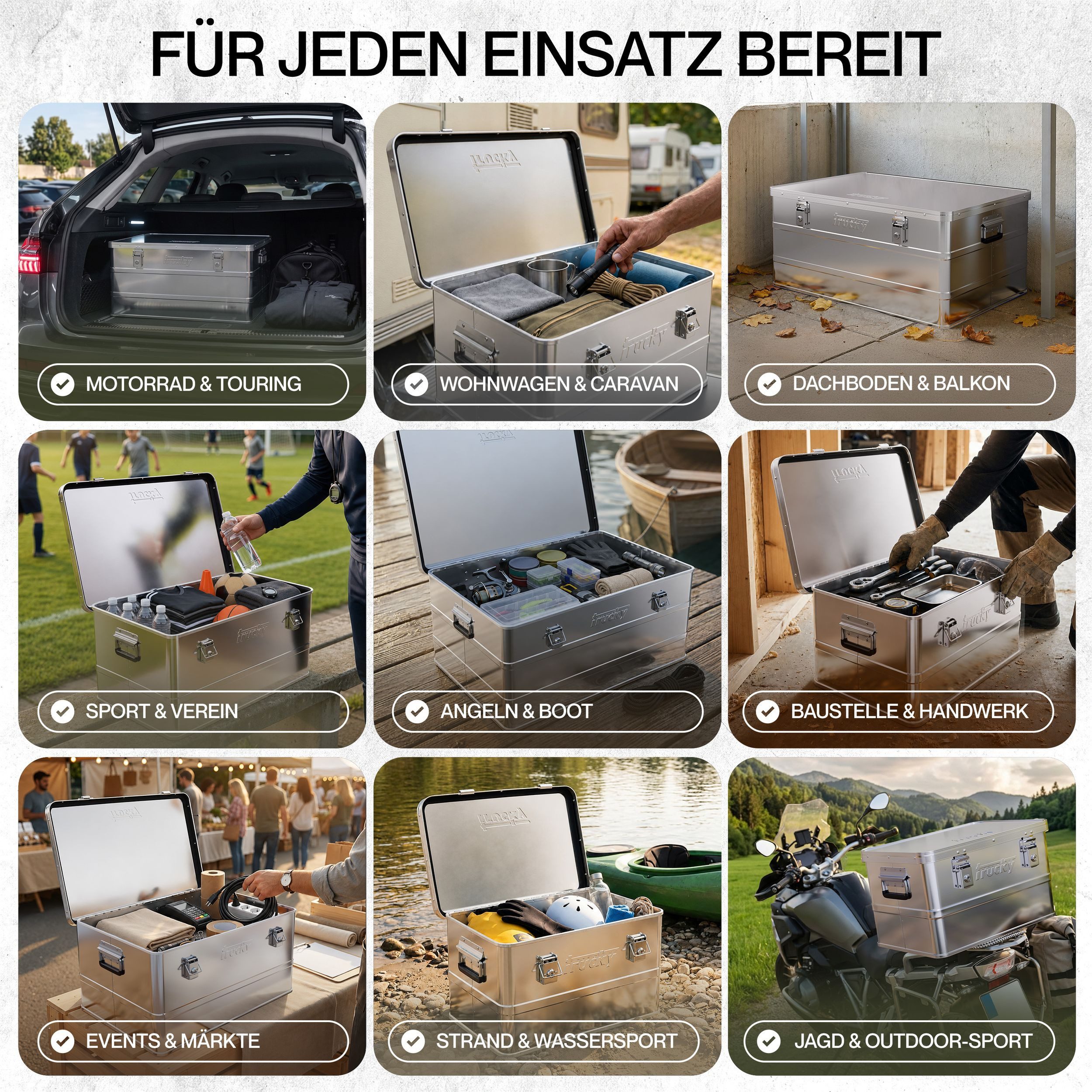 Trucky Allzweckkiste Aluminium Box mit Deckel Silber Alukiste Alu Kiste Abschliessbar – Bild 3 von 5