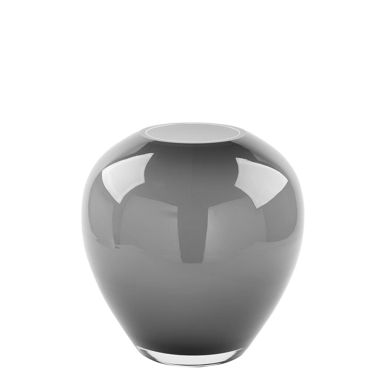 Fink Dekovase Vase LOSONE - grau opal - Opalglas - H.25cm x B.13cm x Ø 25cm (1 St), Mundgeblasenes und durchgefärbtes Glas - Durchmesser Öffnung ca. 10 cm