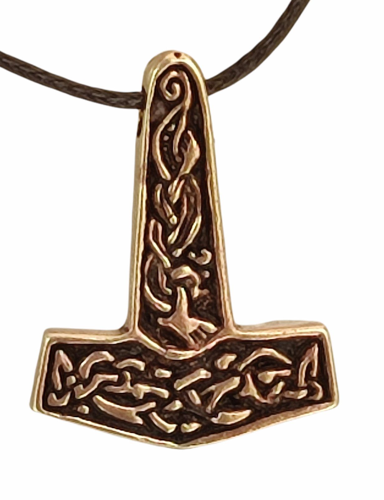 Thor Anhänger Wikinger Odin Thorshammer Leather of Kiss Hammer schlicher Bronze Kettenanhänger Thorhammer