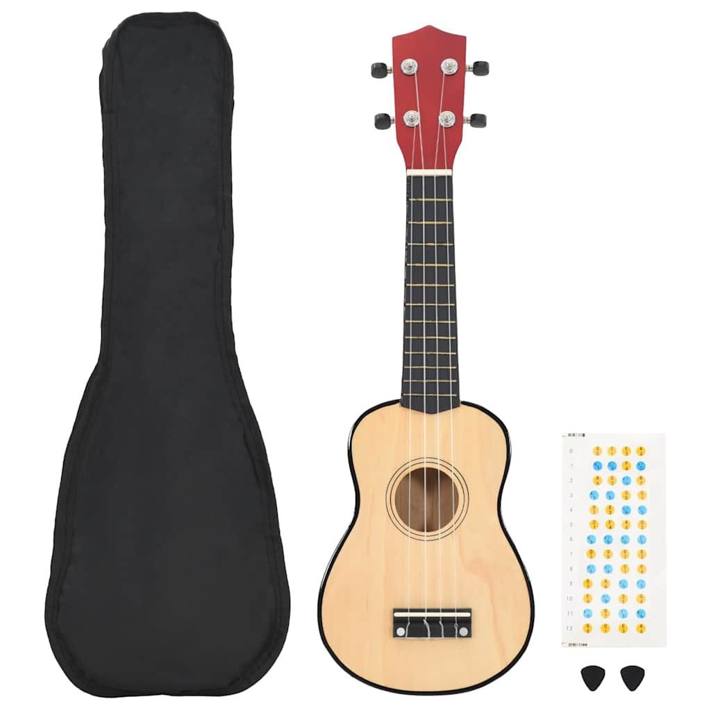 furnicato Ukulele Sopran Set Naturholz 61 cm x 20,5 cm x 7 cm Farbe Natur