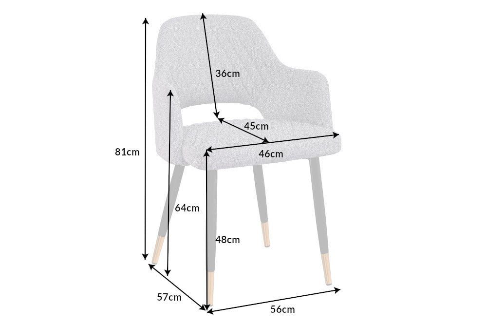 Armlehnen FRANCE Design LebensWohnArt hellgrau Ziersteppung Stuhl Stuhl