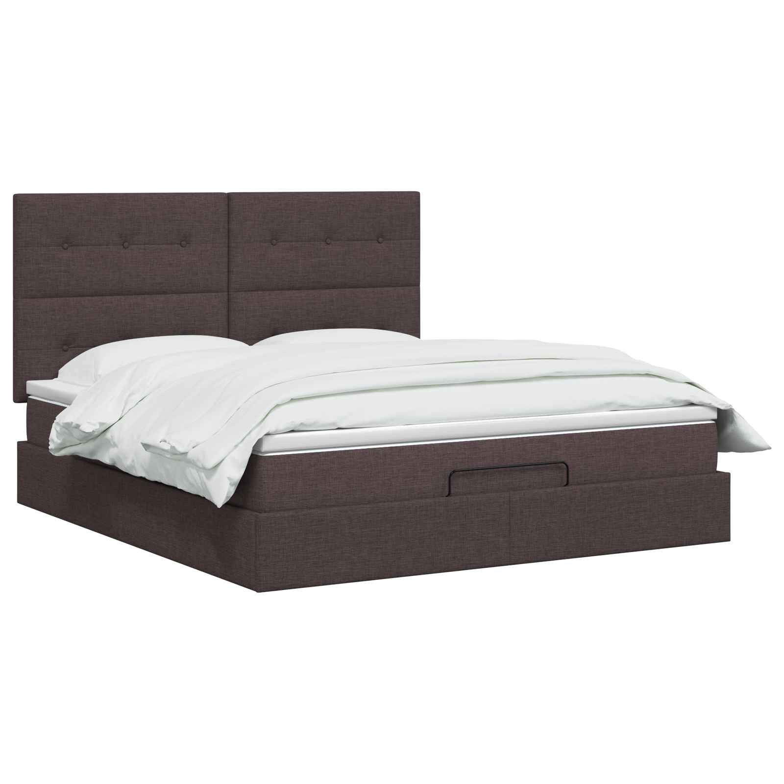 vidaXL Bett Ottoman Bett mit Matratze Dunkelbraun 140 x 200 cm Stoff (1-tlg)