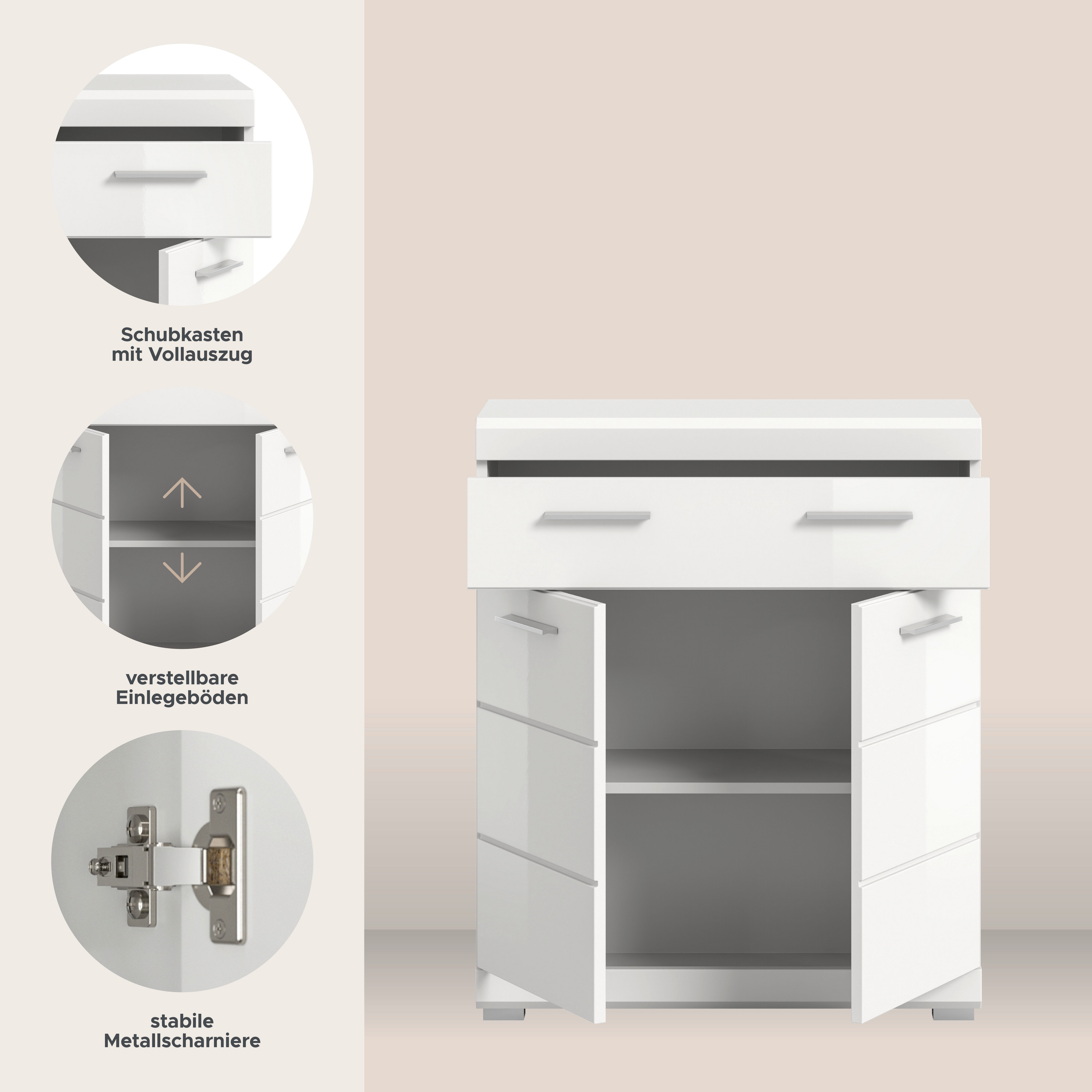 furnling Unterschrank Scott 1 Schublade, 2 Türen, Badkommode, Badschrank, B günstig online kaufen