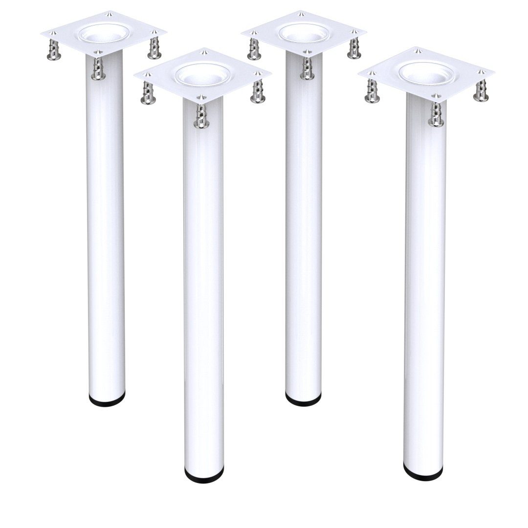 Bronea Tischbein 4er Set Tischbeine Metall rund Ø 30 mm, viele Abmessungen & Farben Möbelfuss Tischfuss INKL.MONTAGESCHRAUBEN