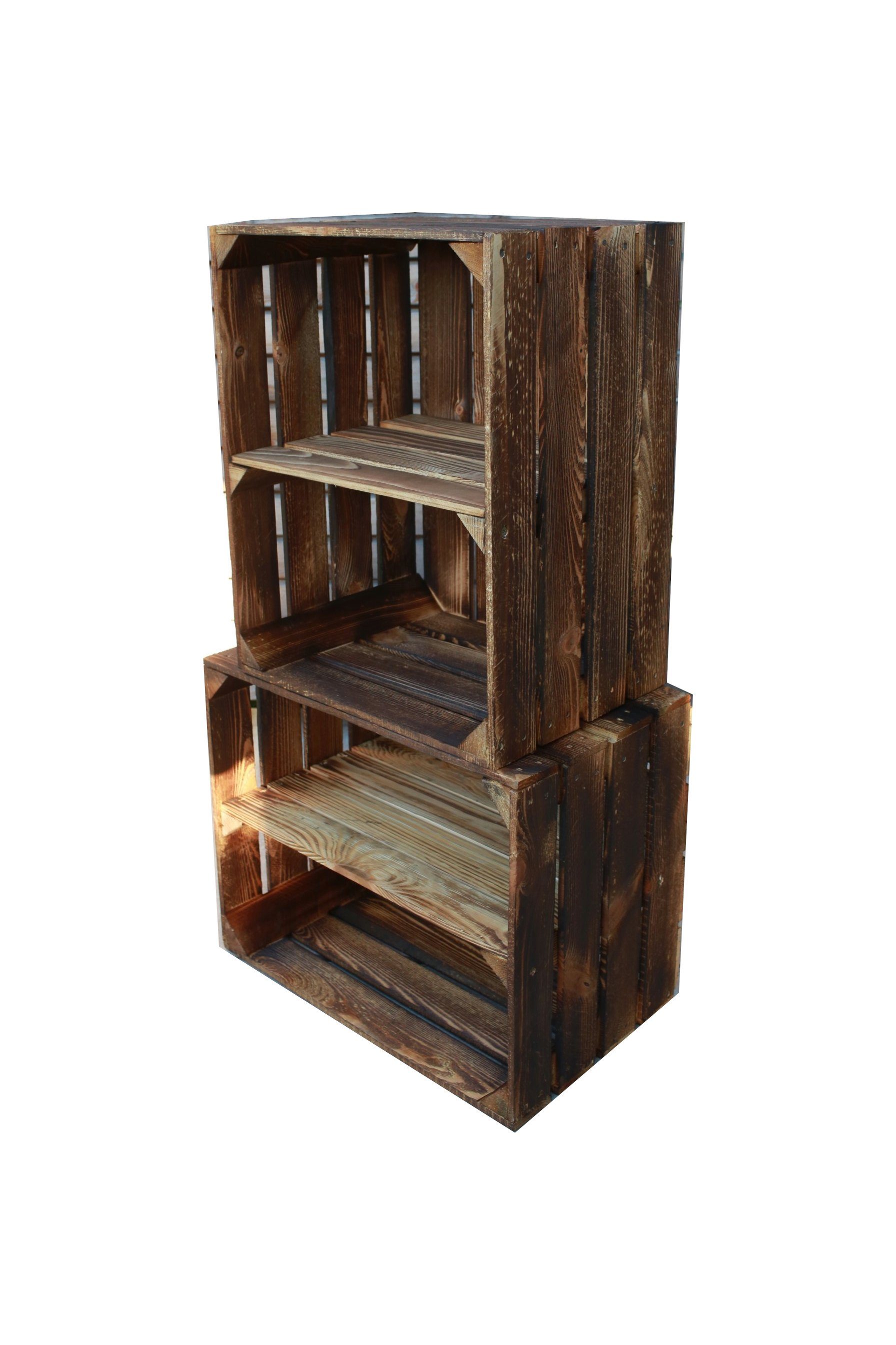 Teramico Holzkiste Holzkisten 50 x 40 x 30cm geflammt Set-Varianten kostenloser Versand, geflammt