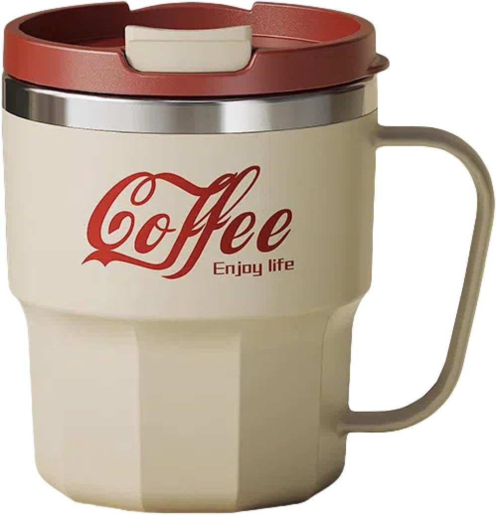 Coonoor Thermobecher Isolierbecher 400ml Kaffeebecher, Edelstahl, Kunststoff, 100% dicht, Travel Mug für Kaffee, Wasser, Tee