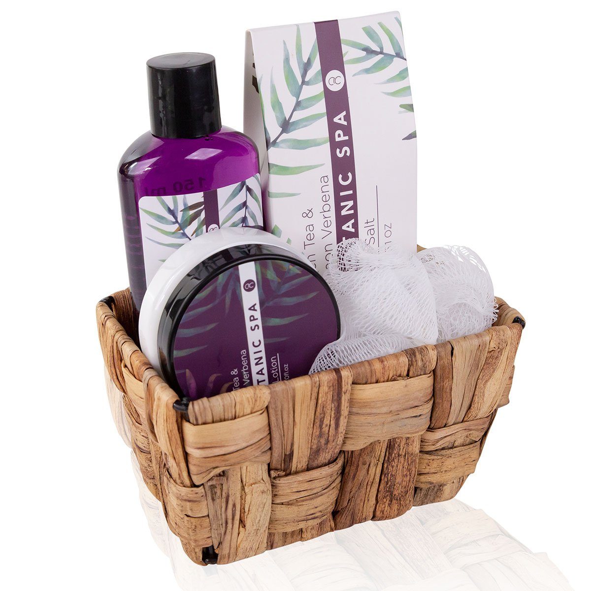 ACCENTRA Pflege-Geschenkset "Botanic Spa" Bade- Geschenkset im dekorativen Korb aus Seegras, bereits als Geschenk verpackt