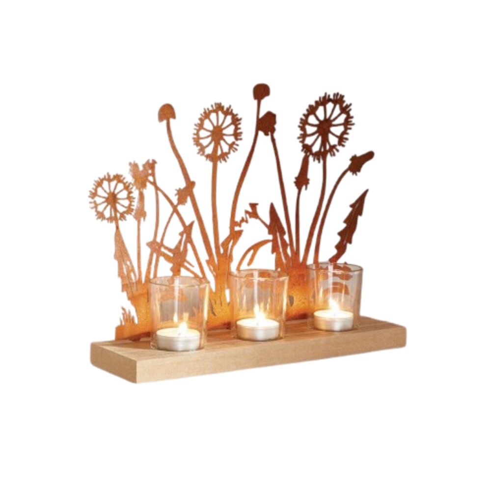 Home-trends24.de Windlicht Windlicht Wiese Metall Rost Deko Frühling Osterdeko Holz Tischdeko