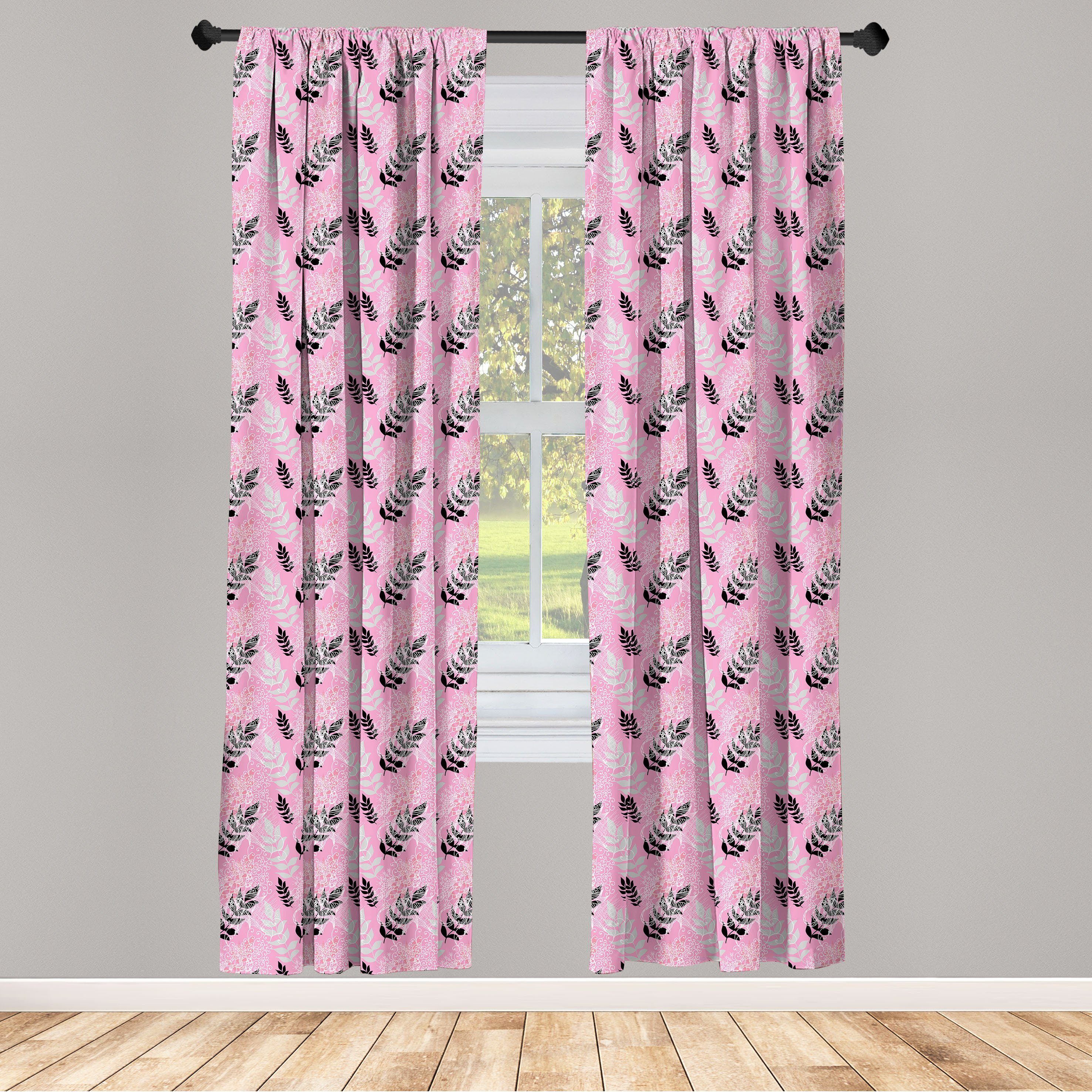 Gardine Vorhang für Wohnzimmer Schlafzimmer Dekor, Abakuhaus, Microfaser, Retro Ornamental Flourishes Muster