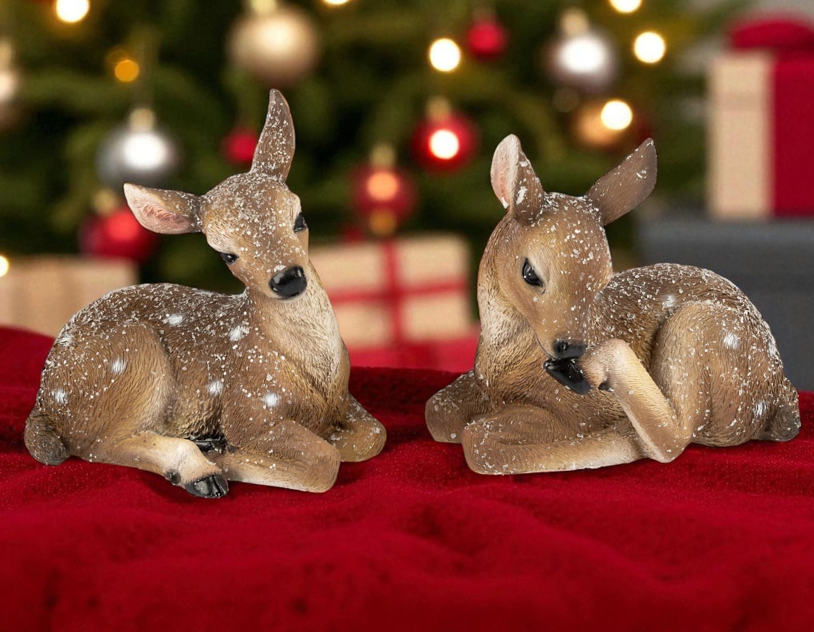 formano Tierfigur Rehfigur Deko 2er Set naturgetreue Winterdeko Rehe 13cm K günstig online kaufen