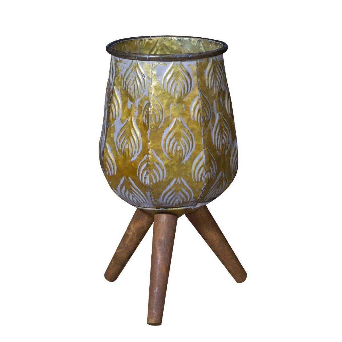Standbeine colourliving cm Gold Cauldron Tripot dekorativ, 19 handbemalt, Pflanzkübel 3 St), (1 Zinktopf Pflanztopf langlebig,