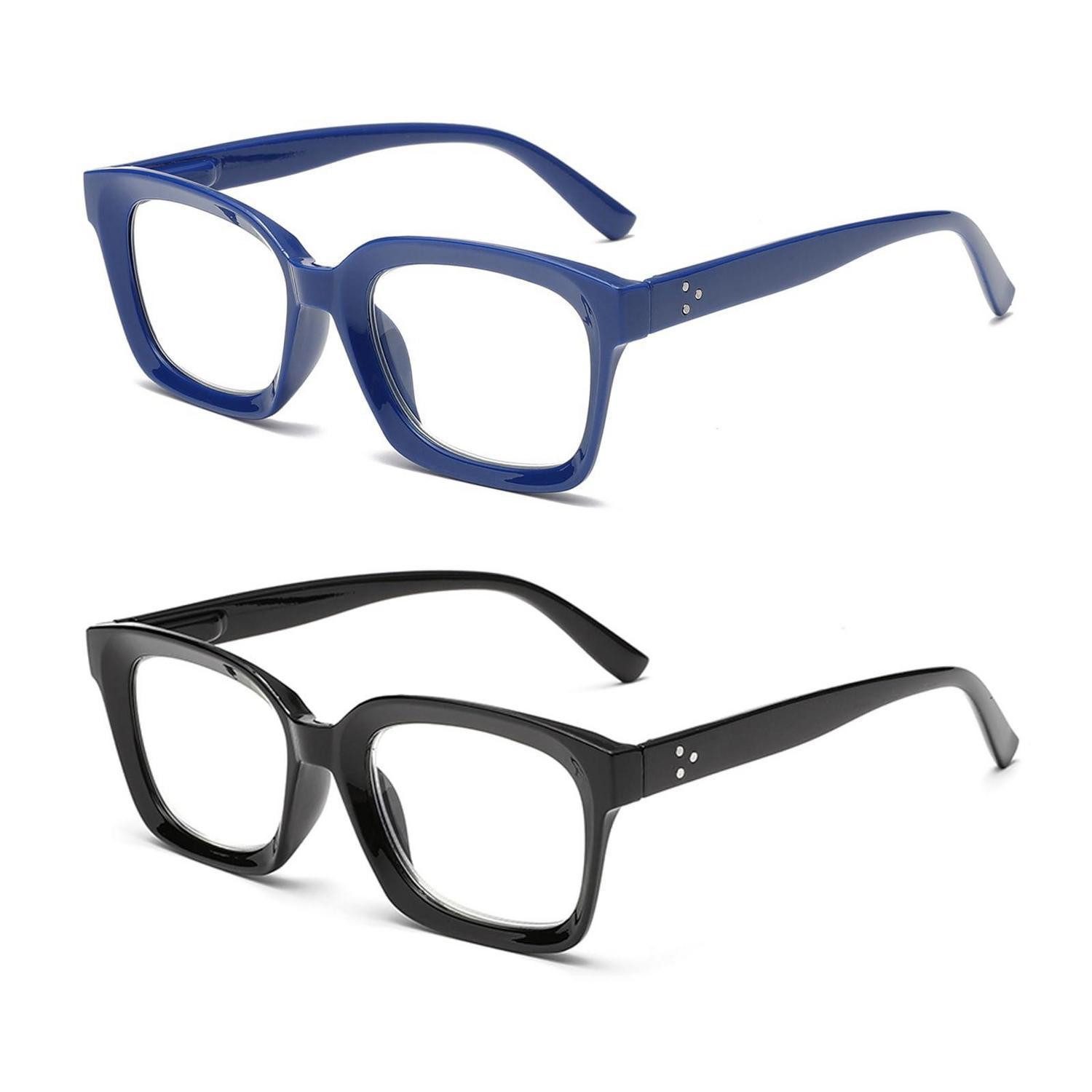 LuxusKollektion Lesehilfe Lesebrille Quadratisch Damen Herren Schwarz-Blau