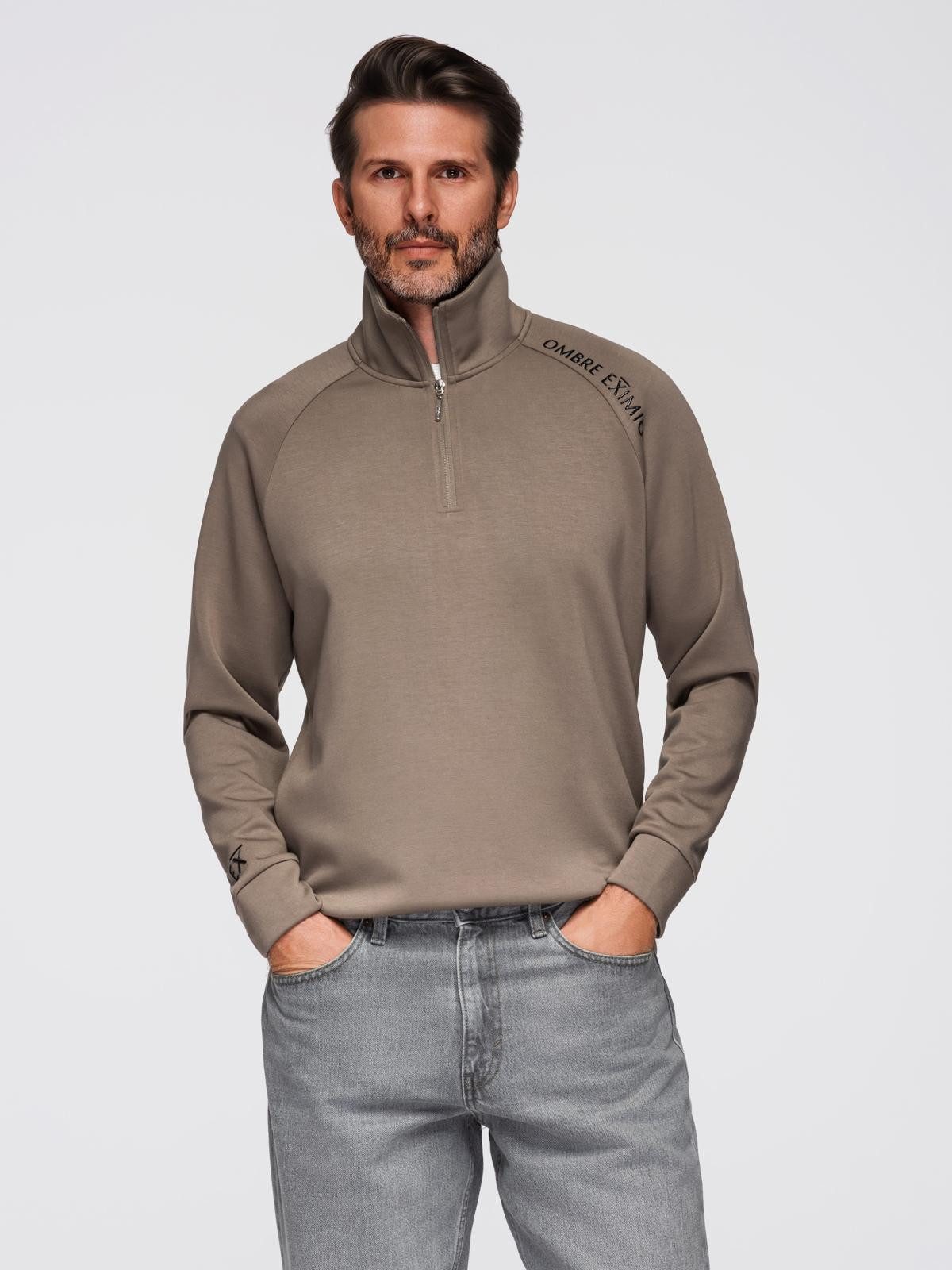 Sweatshirt Herren-Sweatshirt mit Reißverschluss-Stehkragen