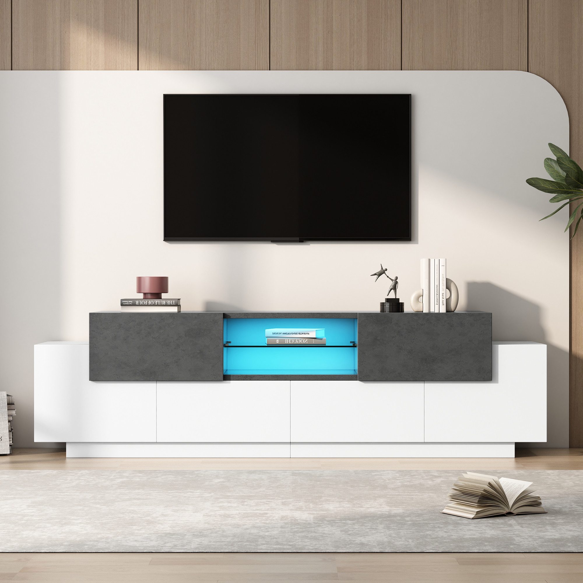 HAUSS SPOLE Lowboard mit Glasböden, LED-Beleuchtung günstig online kaufen