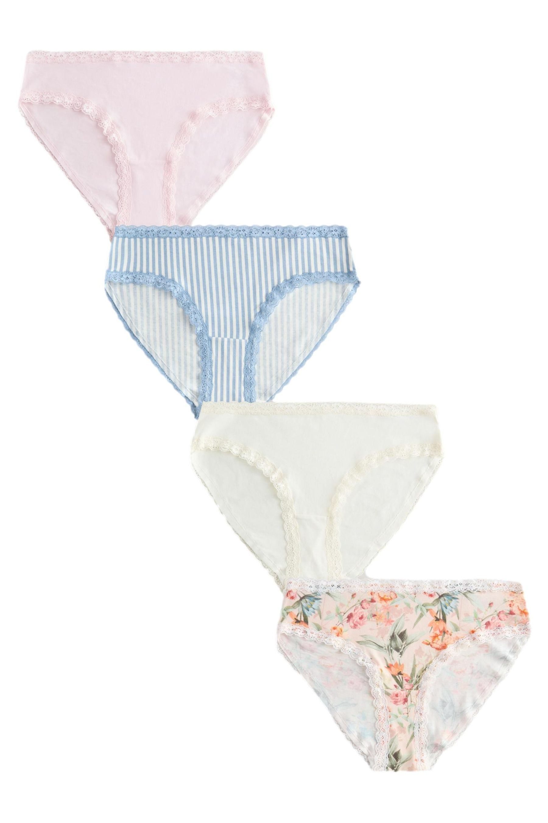 Slip Spitzenslips im 4er-Pack, hoher Beinschnitt