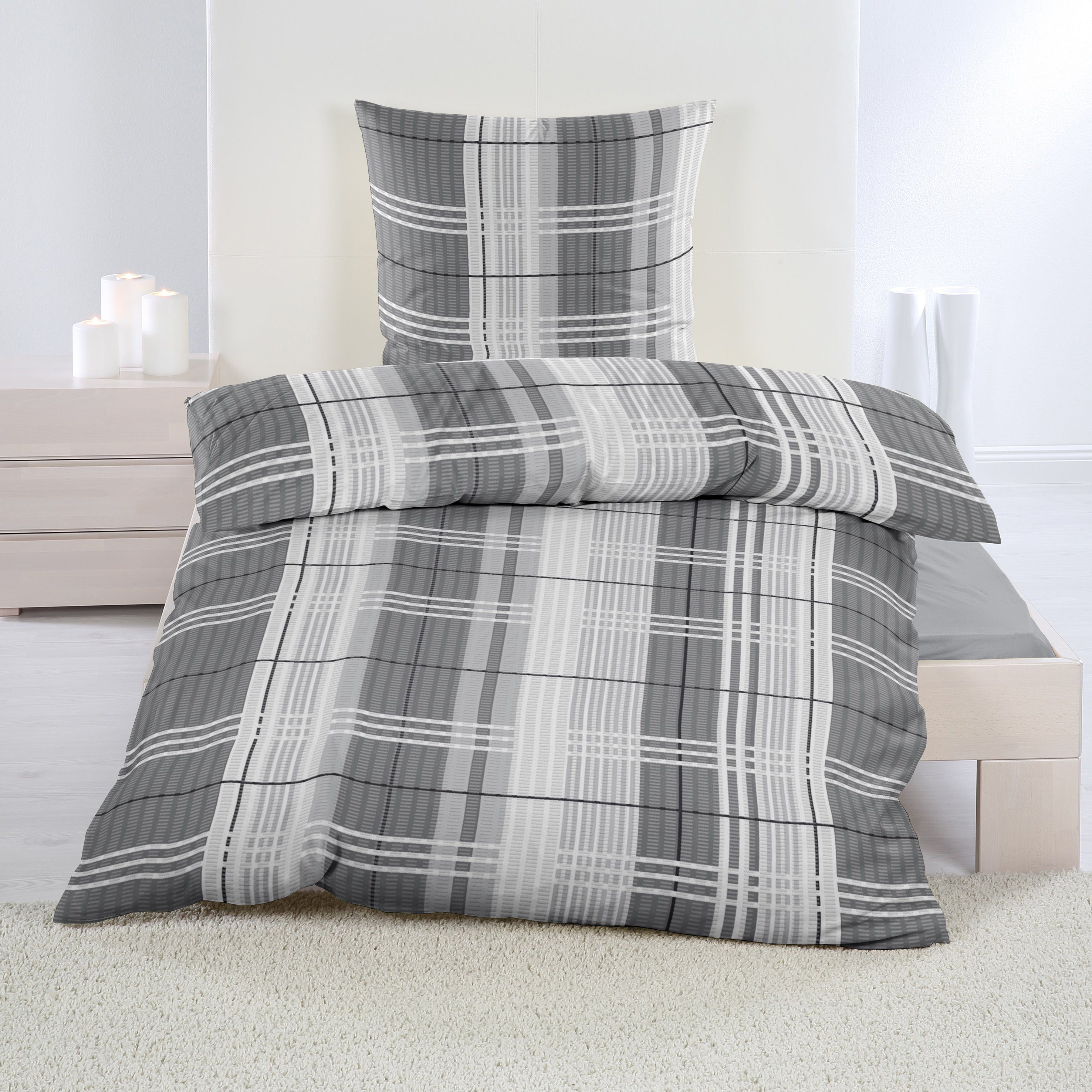 Casa Colori Bettwäsche Casa Colori, Seersucker, 2 teilig, anthrazit grau ka günstig online kaufen