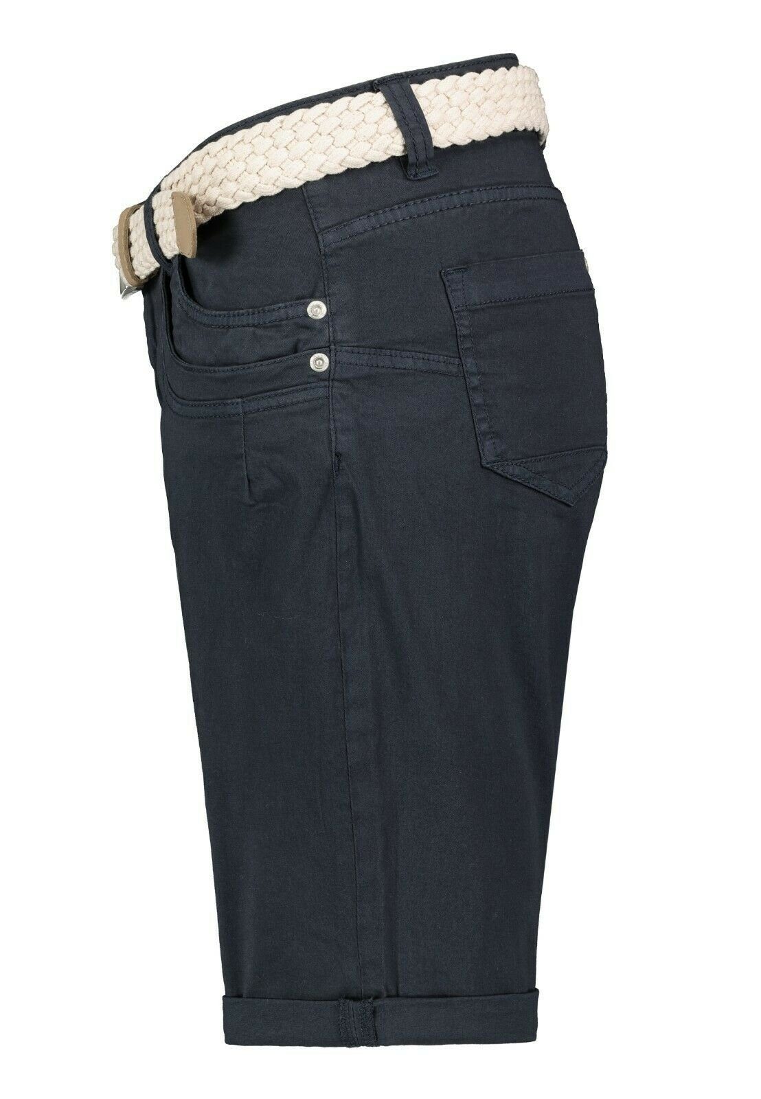 mit & Short Bermudas Hose Hose Navy kurze Sommer Damen Bermuda Soul Gürtel Stoff Chino Stitch