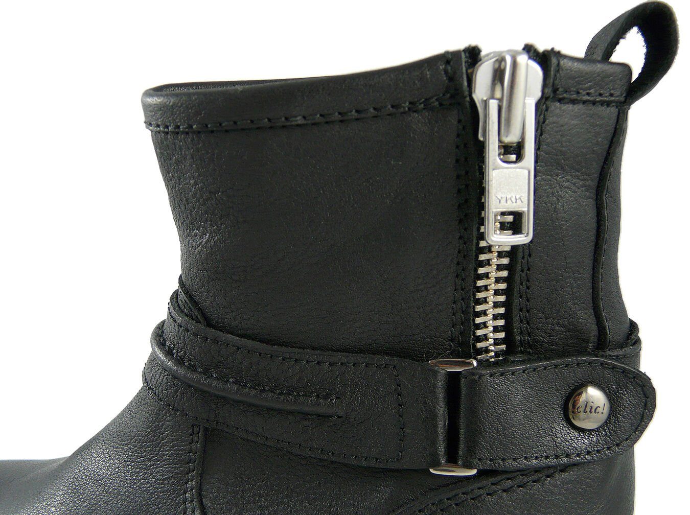 Clic Clic! Stiefel CL-8601 Schnürstiefelette Stiefeletten schmal Leder Schuhe schwarz