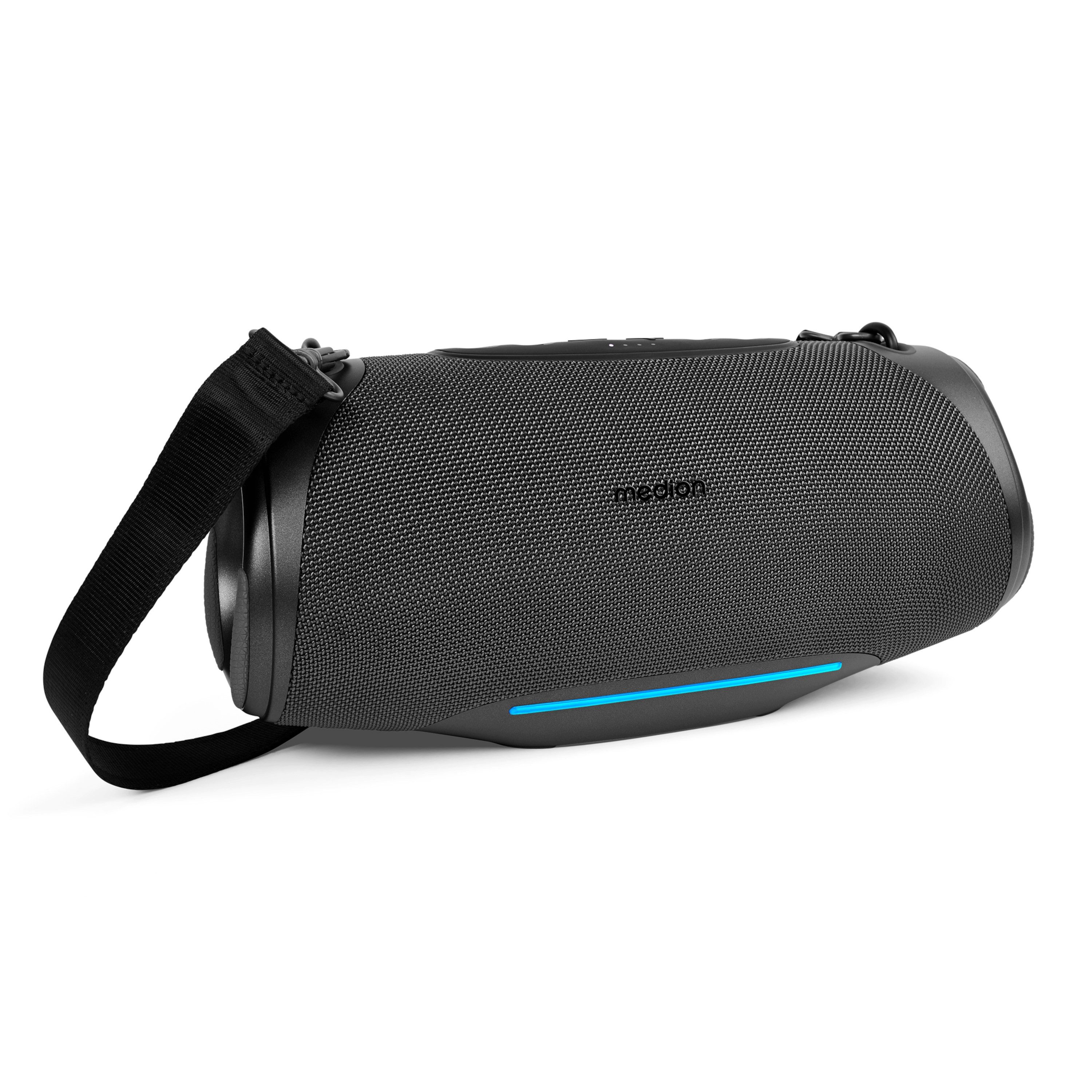 Medion® LIFE® P61762 (MD 43762) L Bluetooth-Lautsprecher (50 W, tragbar, Bass Boost, Musikbox, RGB, IPX7, Powerbank, Anthrazit)