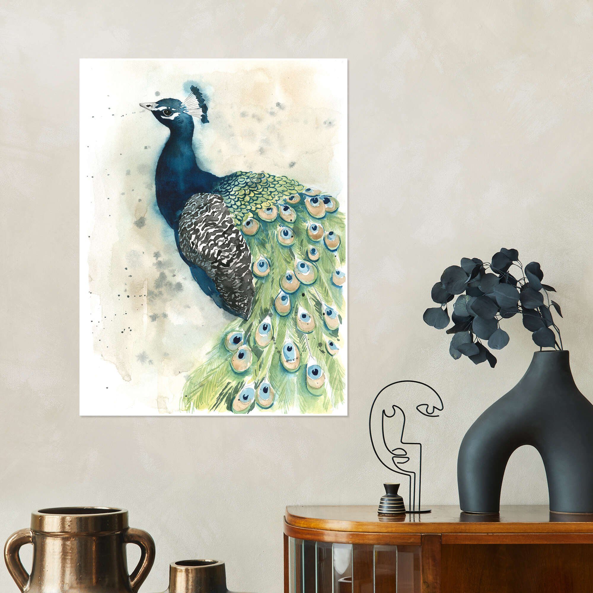 Posterlounge Wandbild Pfau-Porträt, Grace Popp, erhältlich als Poster, Leinwandbild, Wandsticker oder Acrylglasbild – Bild 4 von 5