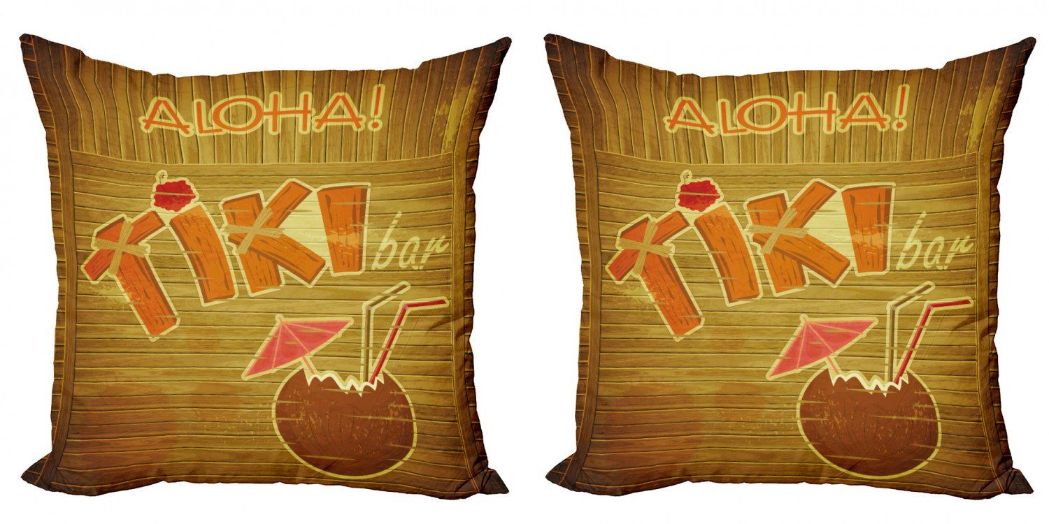 Kissenbezüge Modern Accent Doppelseitiger Digitaldruck, Abakuhaus (2 Stück), Tiki Bar Holz Plank Aloha