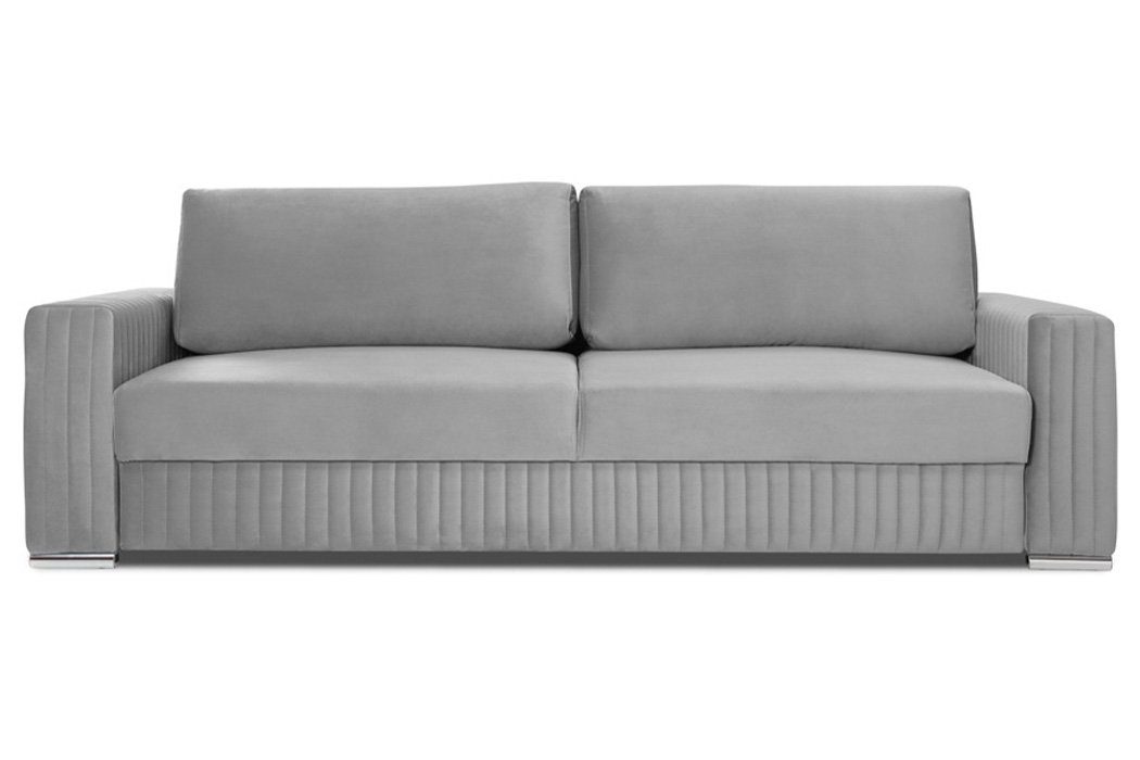 JVmoebel Sofa, Sofa 3 Couch Dreisitzer Bettfunktion Grau Design Polster Textil Sitzer