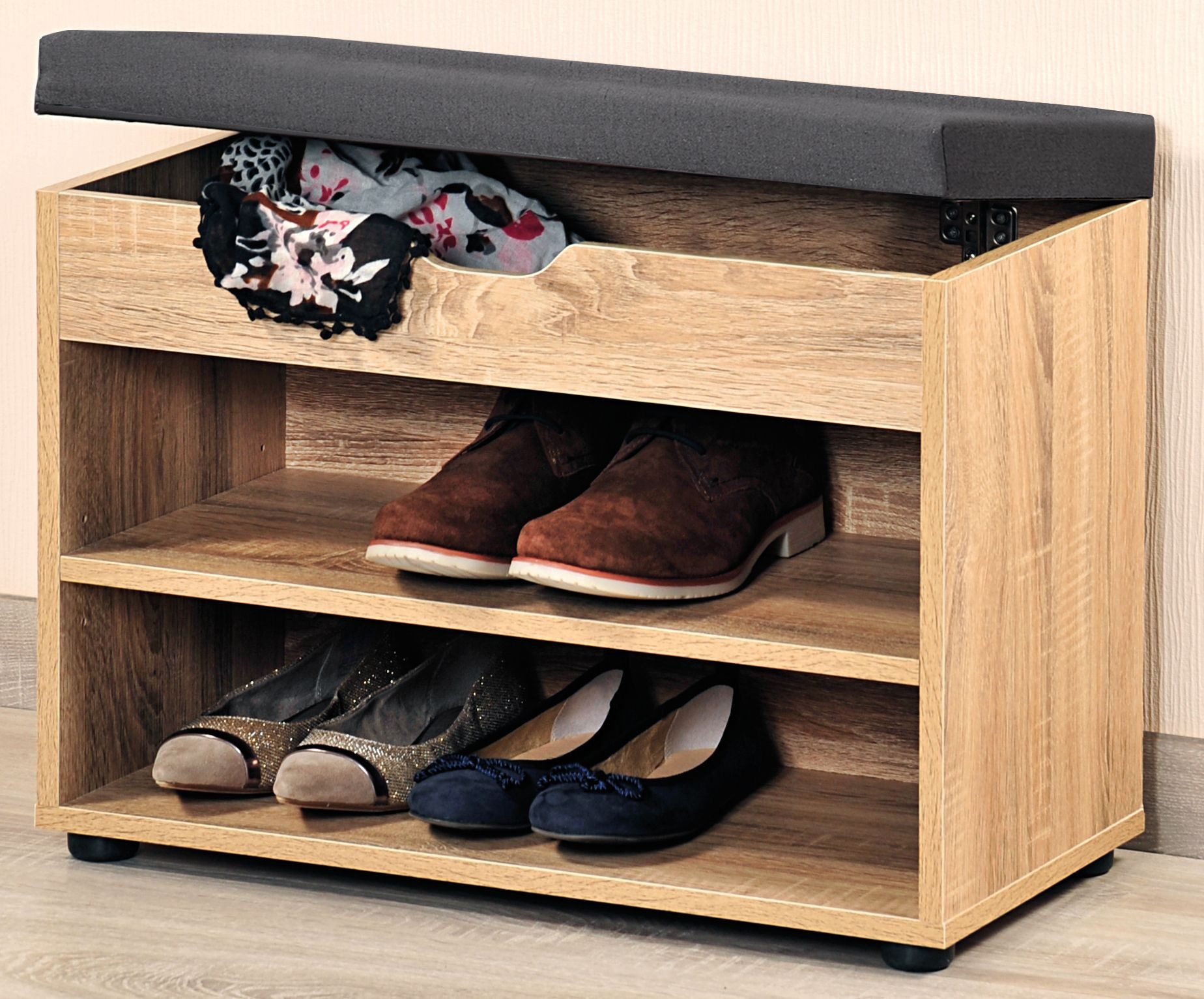 Kesper Schuhschrank Schuhschrank mit Sitzkissen, Eichedekor, günstig online kaufen