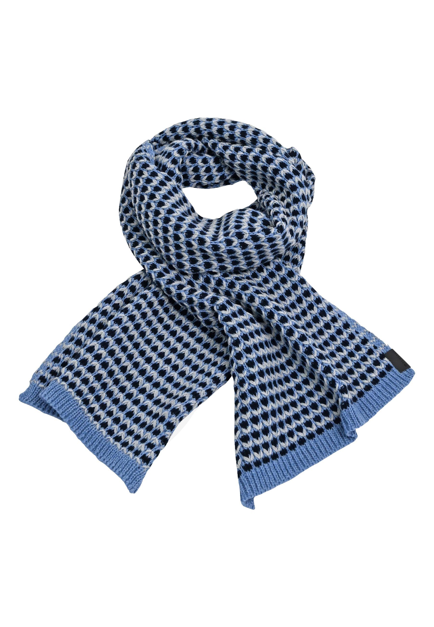 Elkline Modeschal Retro Charme, Dreifarbiger Schal mit Tulpen Muster bluemelange - navy