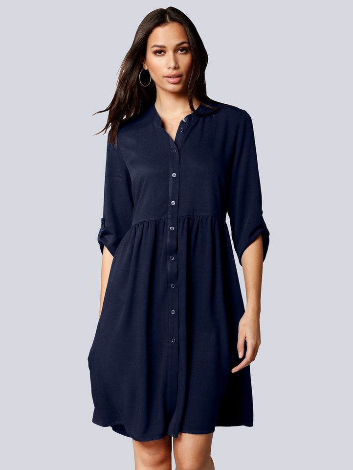 Alba Moda Kleid mit kleinen Raffungen im Taillenbereich in blau