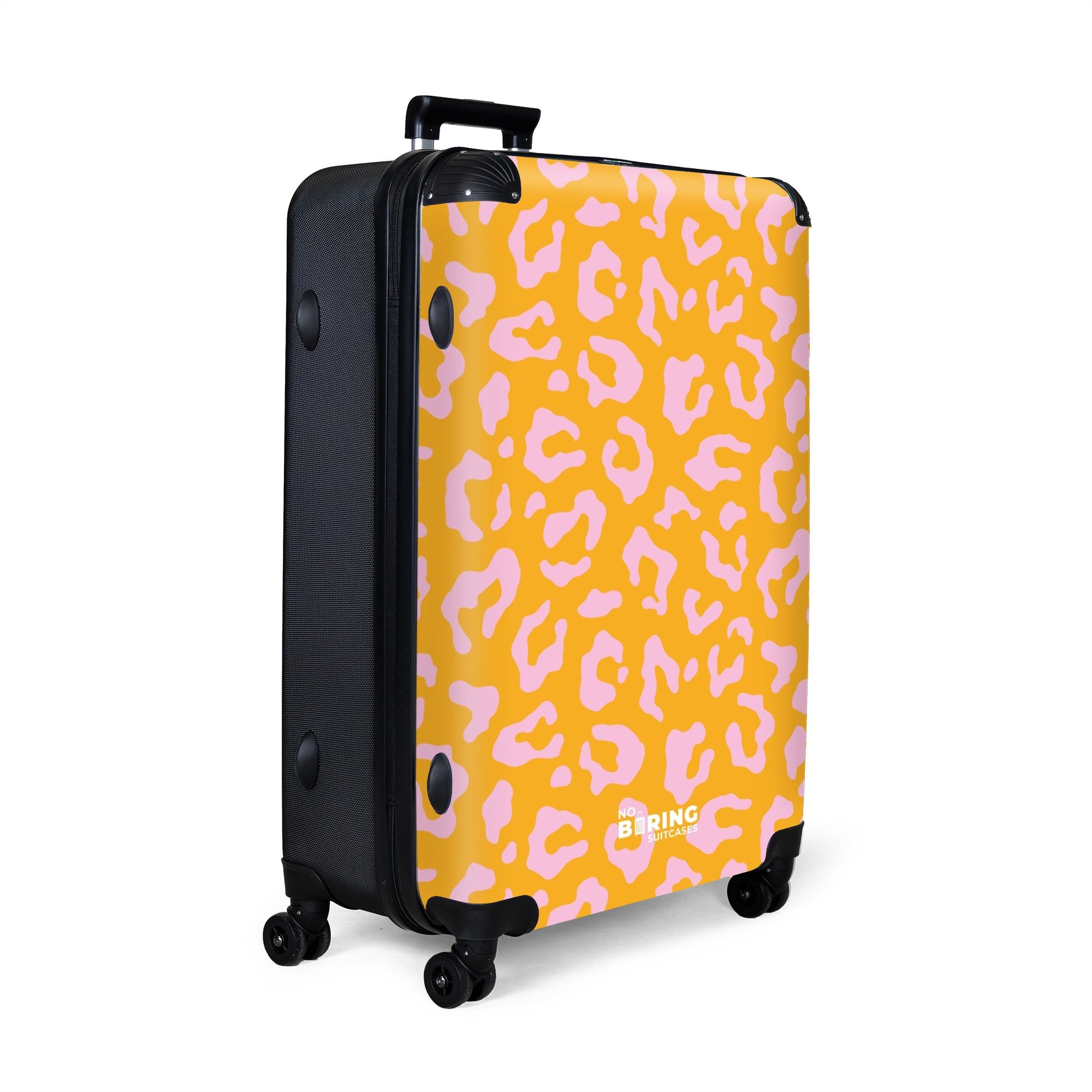 NoBoringSuitcases.com© Hartschalen-Trolley Orange und rosa Pantherdruck günstig online kaufen