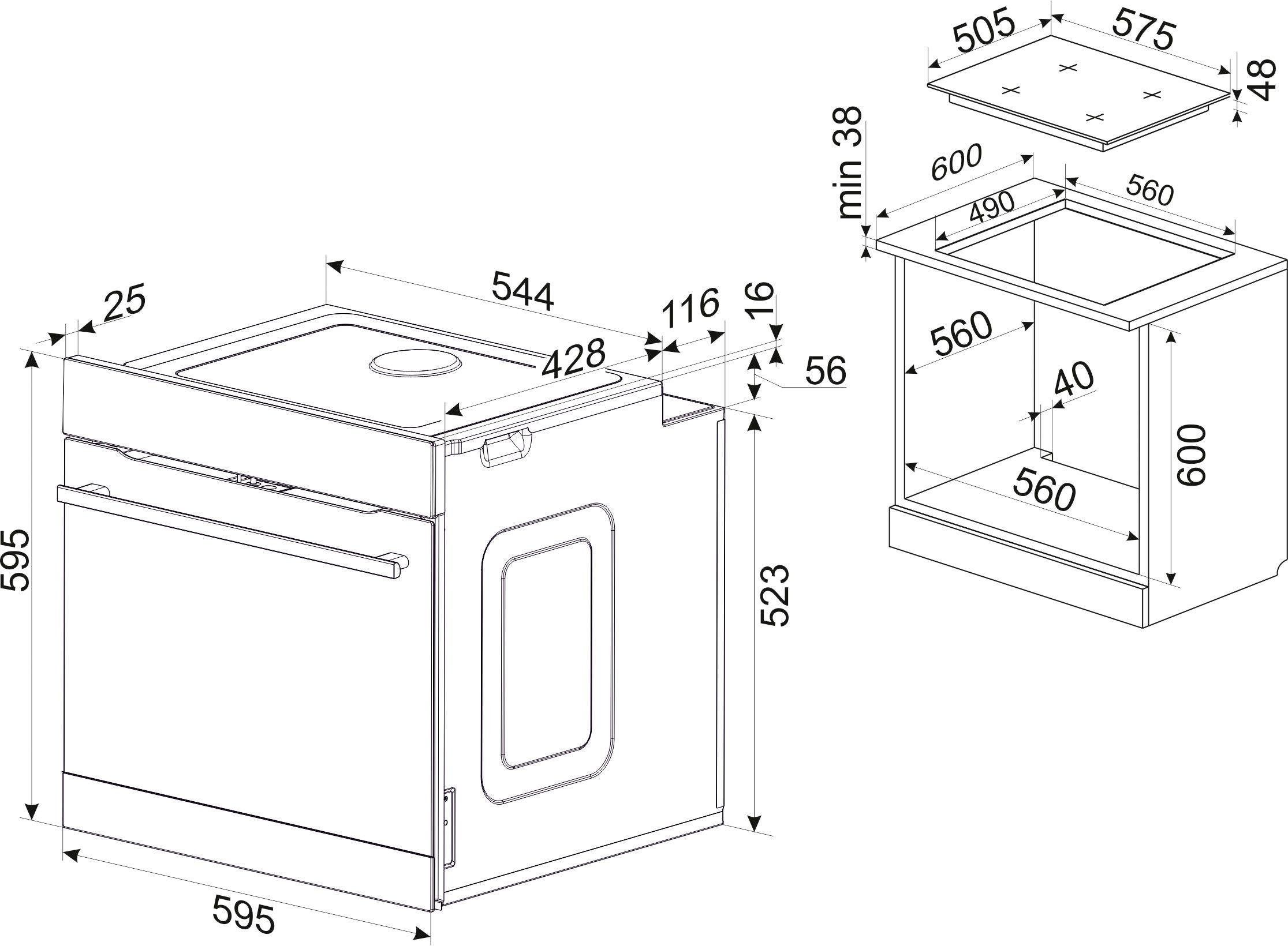 Amica Elektro-Herd-Set EHCX 933 110 E, mit 1-fach-Teleskopauszug, Steam Clean, SteamClean