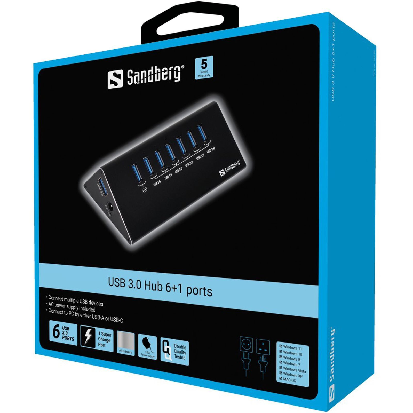 Sandberg Laptop-Dockingstation USB 3.0 Hub 7 ports - Hub - 7 x SuperSpeed USB 3.0