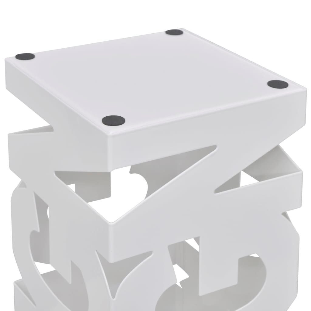 vidaXL Schirmständer, Schirmhalter Schirmständer Gehstöcke Stahl weiß quadratisch 48,5 cm