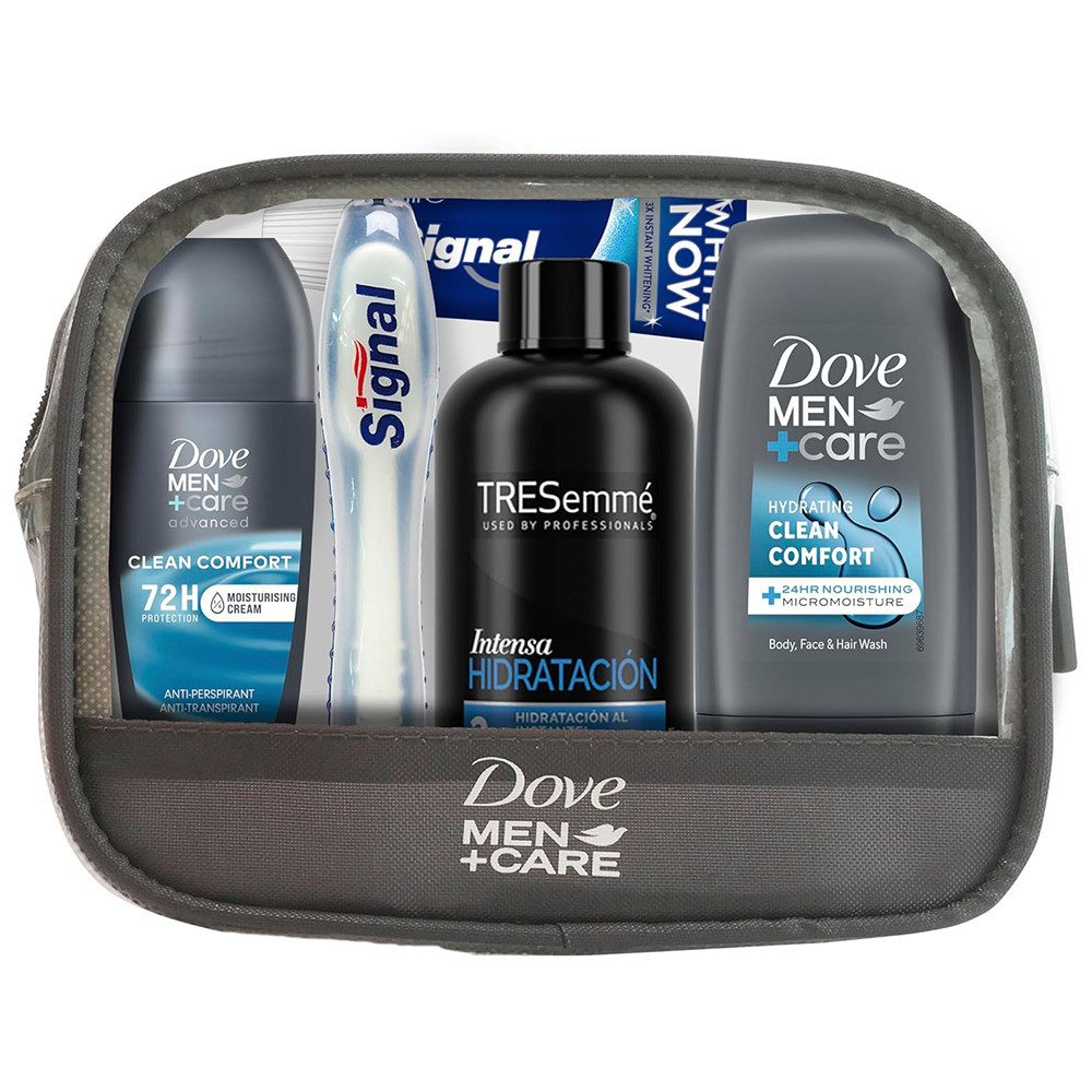 DOVE Pflege-Geschenkset Dove Men Care Reise-Set für Herren, 5-tlg., Roll-on 50 ml, Duschgel 55 ml, Shampoo 100 ml, Zahnpasta 14 ml