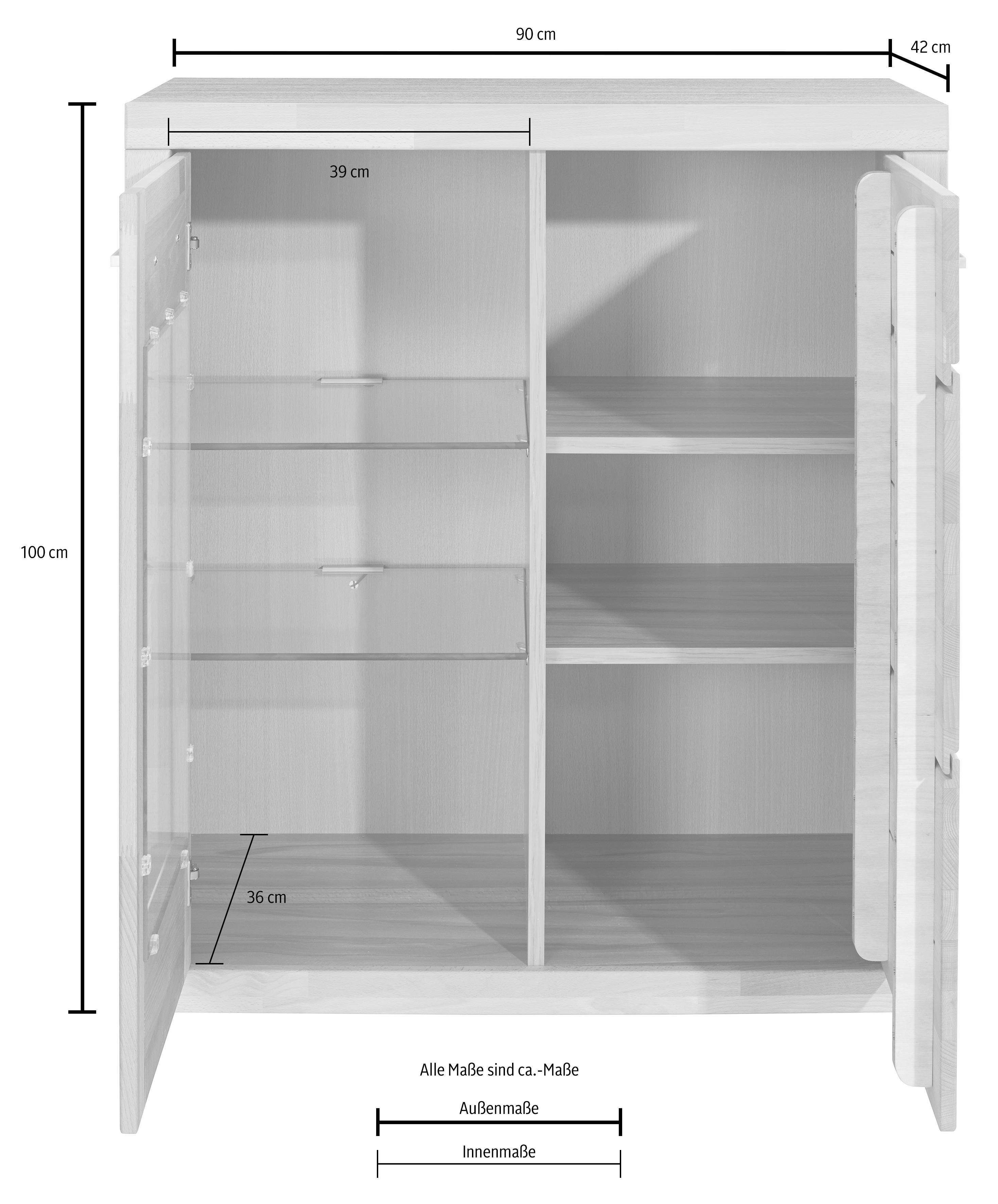 Woltra Vitrine teilmassiv | eichefarben Eiche