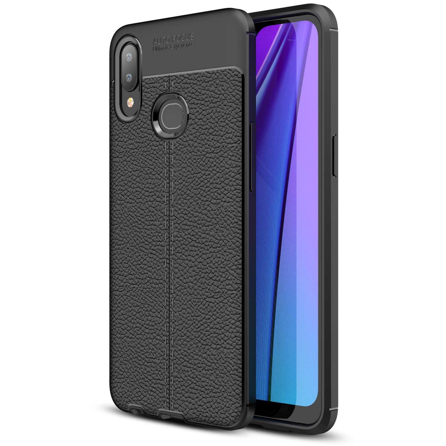 Cadorabo Handyhülle für Samsung Galaxy A10s / M01s Hülle Samsung Galaxy A10s / M01s, Hülle - Schutzhülle aus TPU Silikon mit edler Kunstleder-Applikation