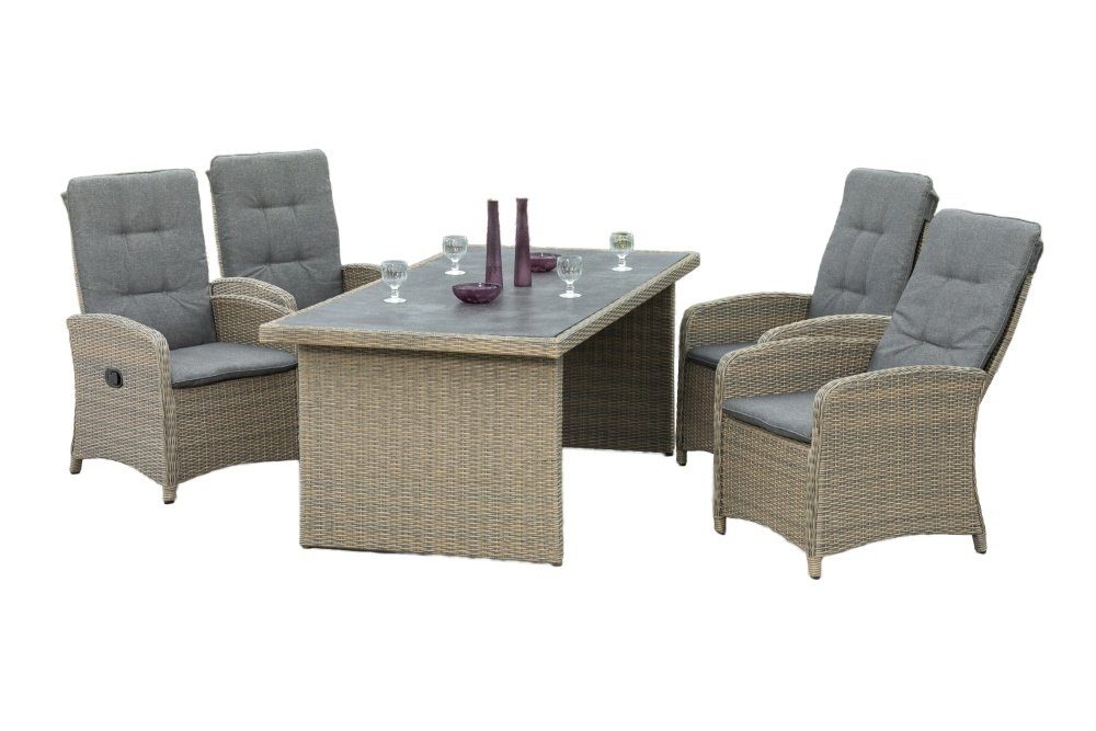 Gartenmöbel Ambiente Garten-Essgruppe Bari Set 5tlg., (5tlg., 4 Кресла inkl. Auflagen, durch Gasdruck verstellbar, 1 Tisch), Кресла durch Gasdruck verstellbar