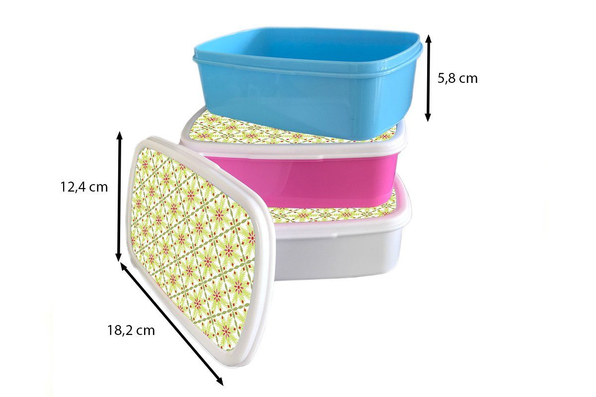 rosa Brotbox - MuchoWow Snackbox, Kunststoff - Kunststoff, Erwachsene, Muster für Kinder, Bohème (2-tlg), Mädchen, Brotdose Lunchbox Blumen,