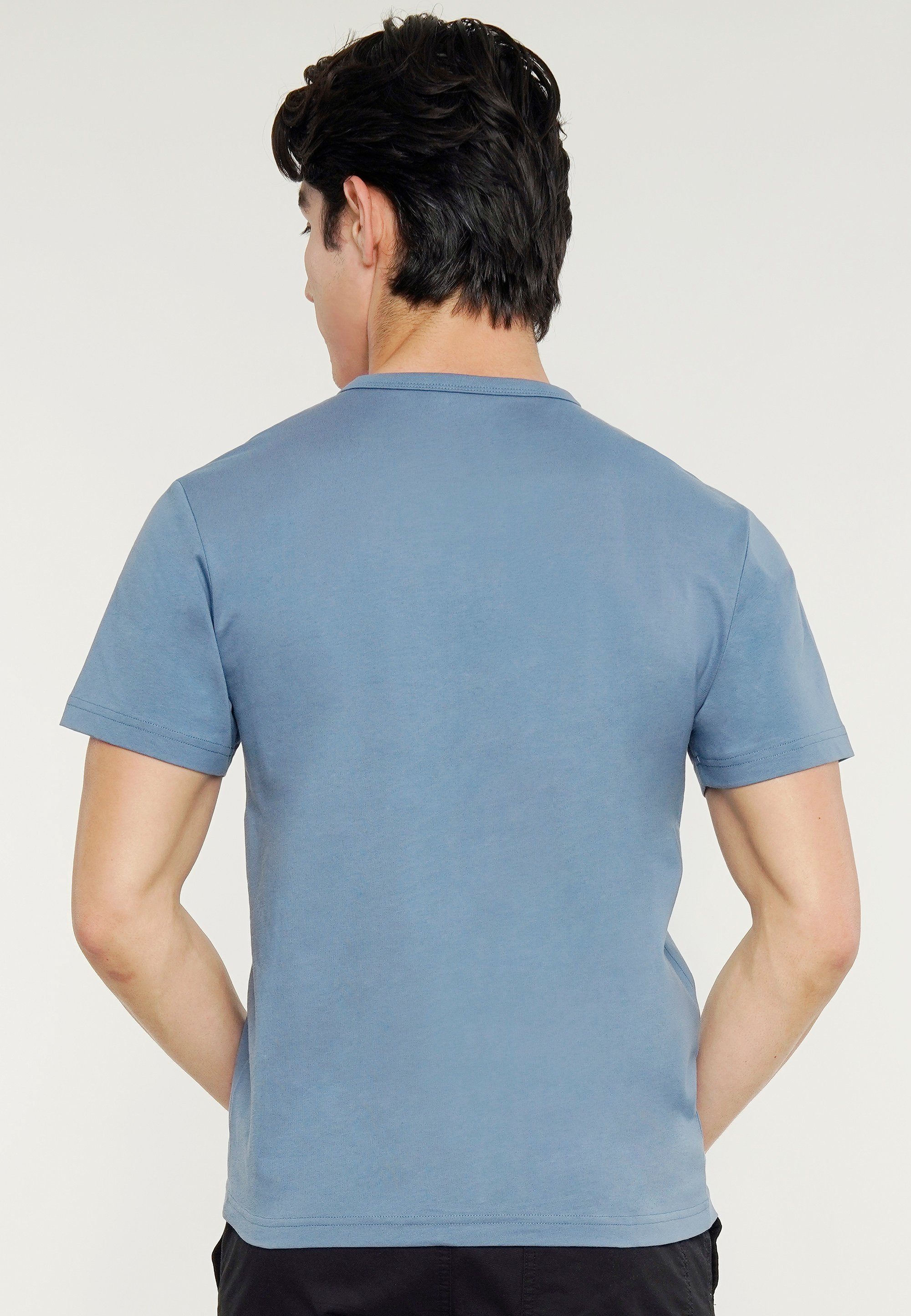 GIORDANO T-Shirt Stickerei dezenter 3D mit Lion blau