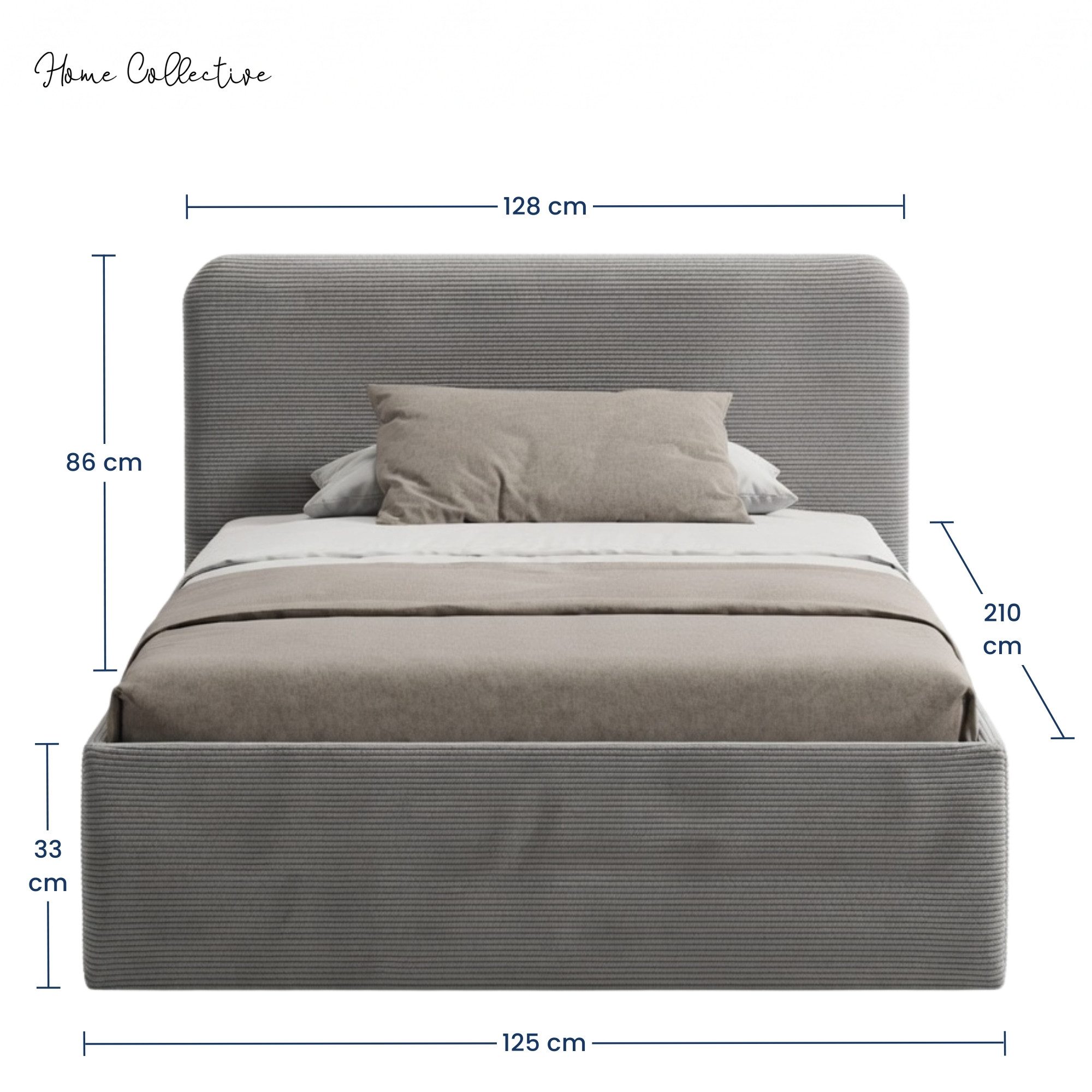 Home Collective Polsterbett Bett mit Stauraum, verstellbarem Lattenrost, viele Größen (Größen: 100x200 120x200 140x200 160x200 180x200 200x200, hochwertiger Kor – Bild 3 von 5