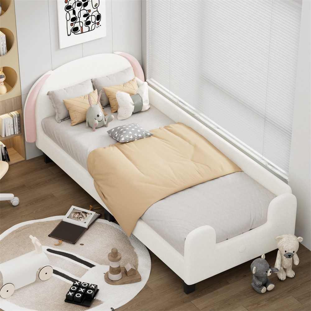 XDeer Babybett Kinderbett, 90*200, mit Lattenrost, mit Kopfteil, Kinderbett, in Hasenform, einfacher Aufbau, Kopfteilhöhe nicht verstellbar