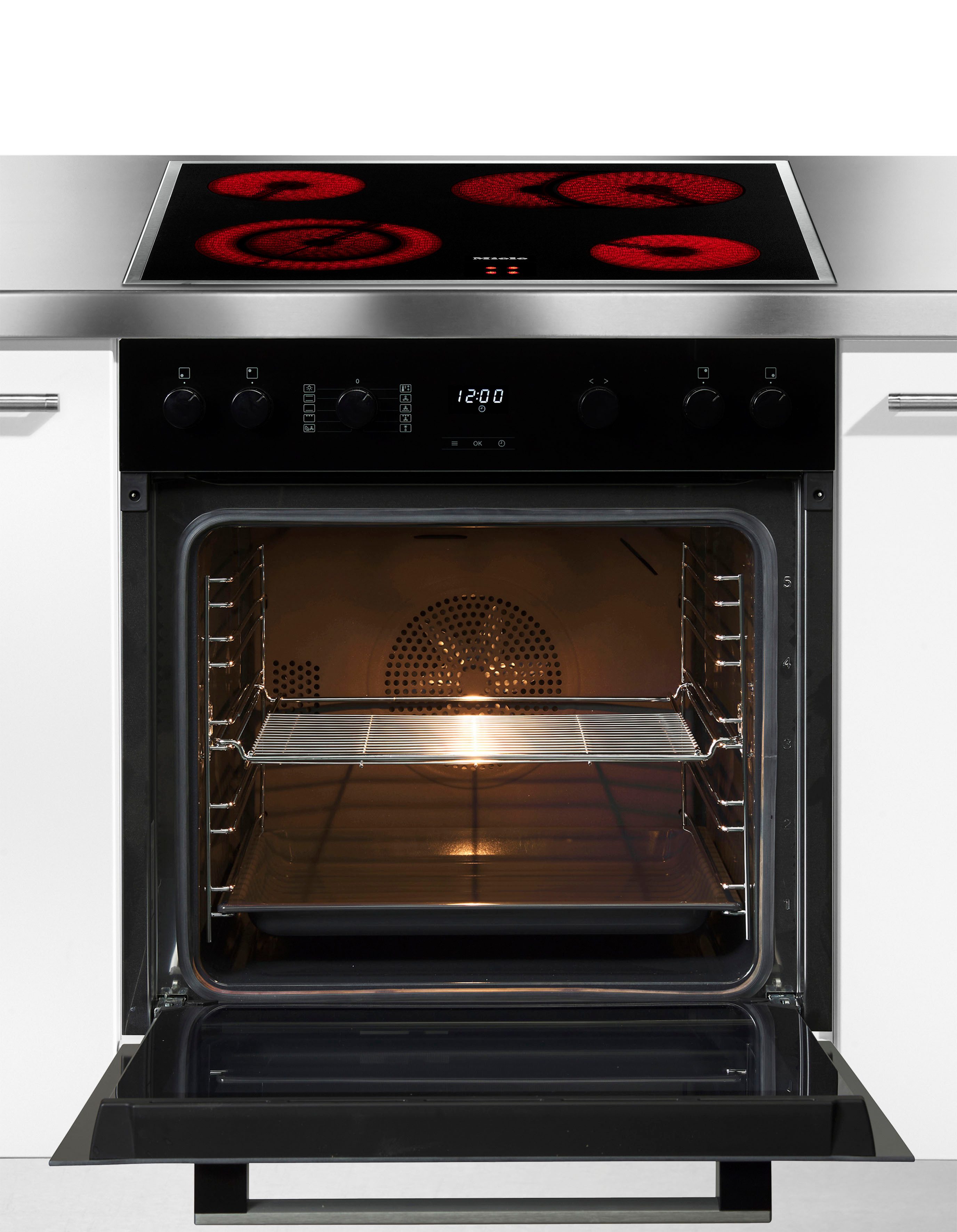 Miele Elektro-Herd-Set H2455E OBSW mit KM 6003 LPT, Herd-Set - Kombination aus Herd und flexibel nutzbarem Kochfeld