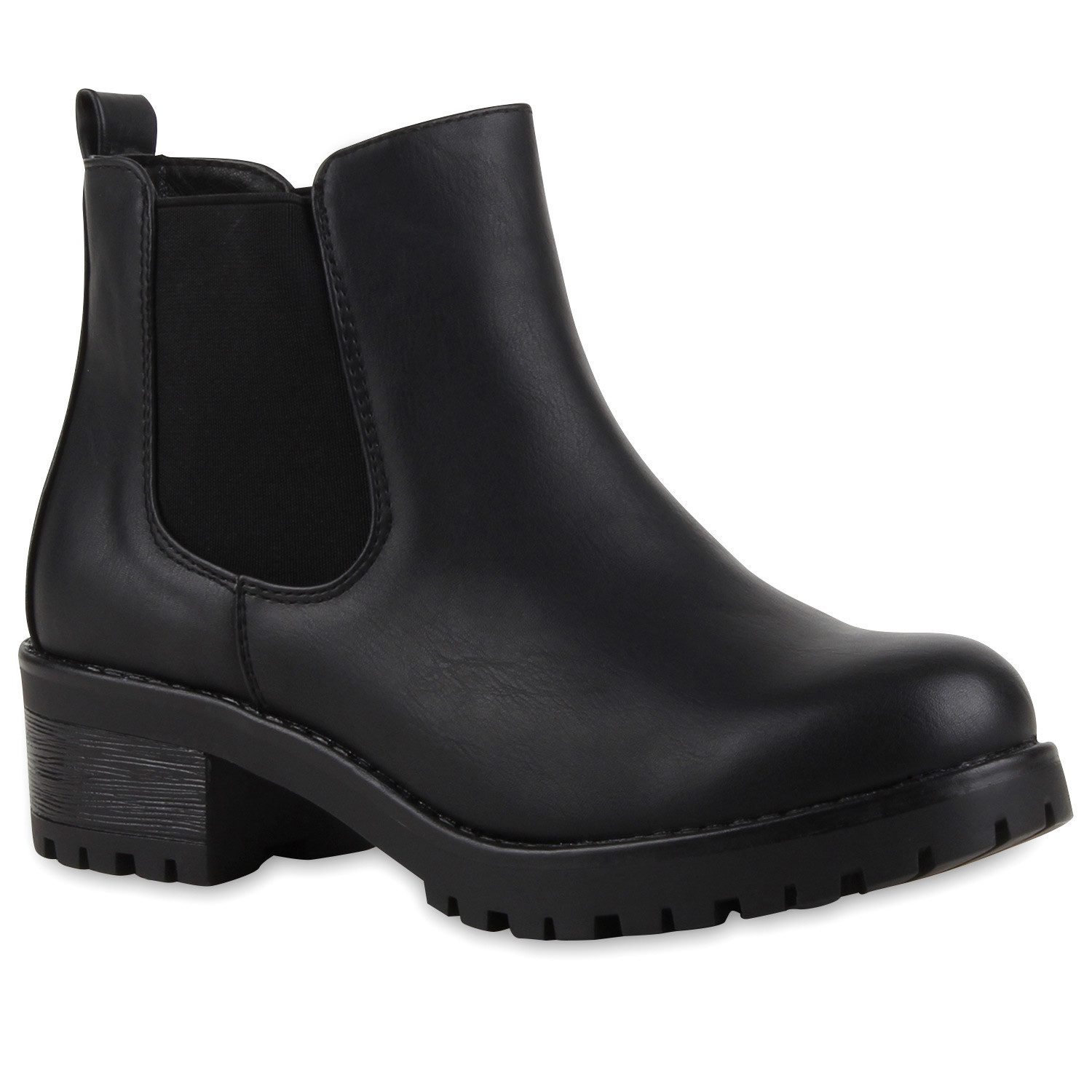 VAN HILL 79018 Chelseaboots Bequeme Damen Chelsea Boots Profilsohle Stiefeletten Blockabsatz