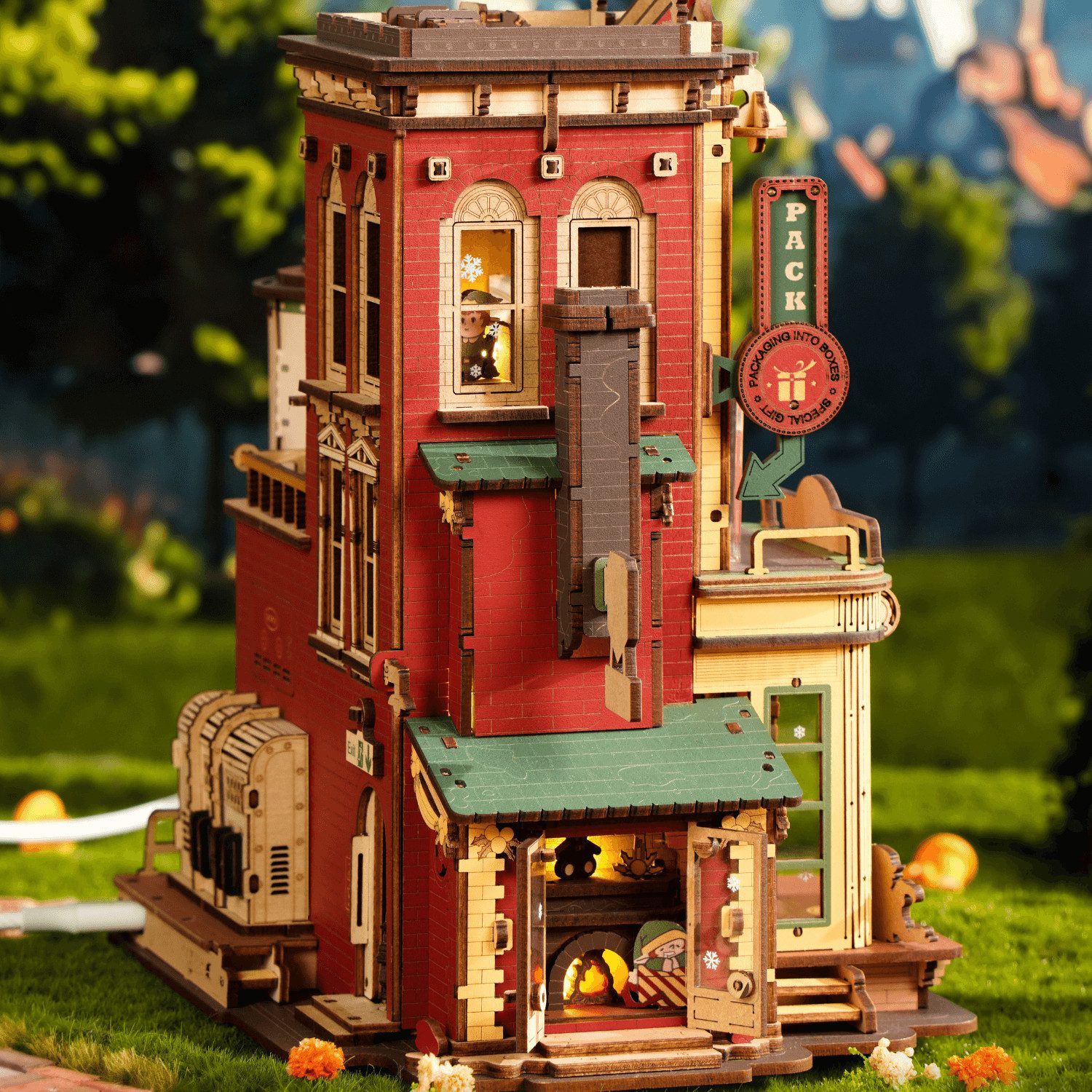 Robotime Modellbausatz Dream Gift Factory Automat Geschenkfabrik aus Holz, (449-tlg) – Bild 5 von 5