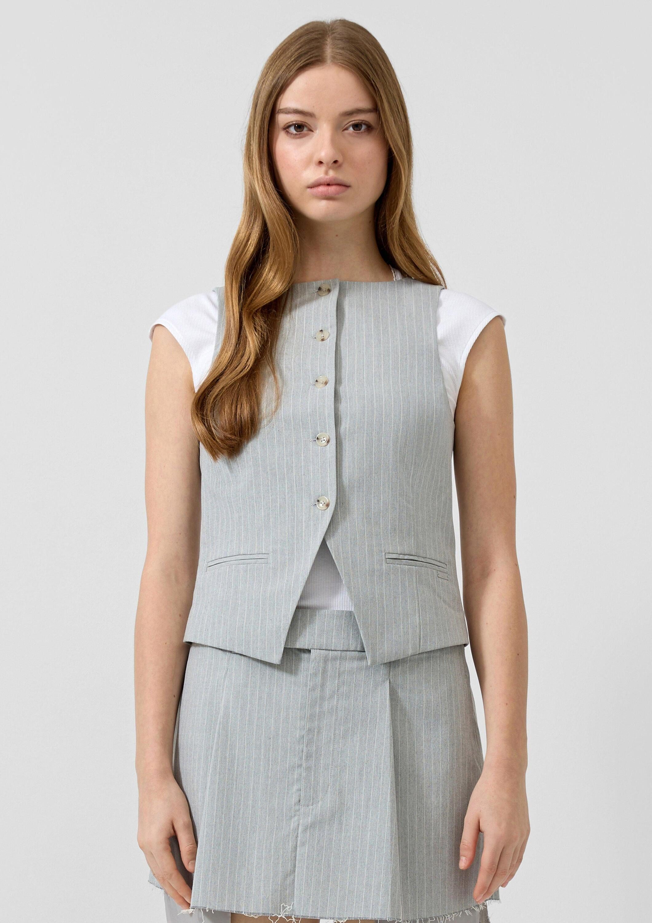 QS Jackenblazer Indoor-Weste Nadelstreifen-Weste