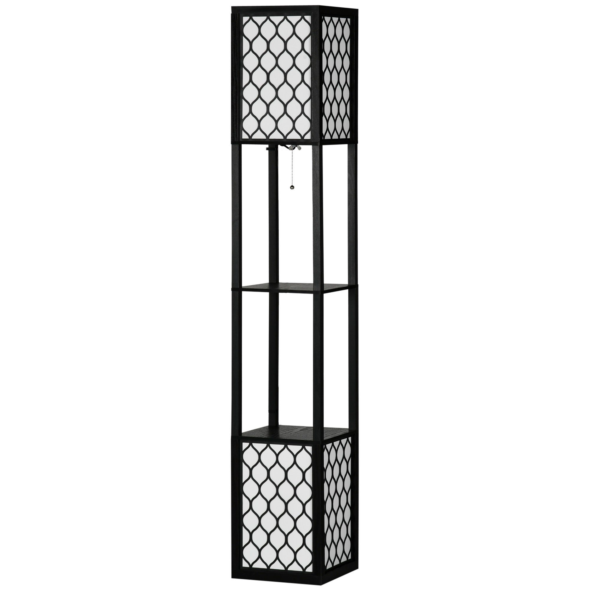 HOMCOM Stehlampe Stehleuchte mit Regal, Doppellicht, Schwarz 26 x 26 x 156 günstig online kaufen