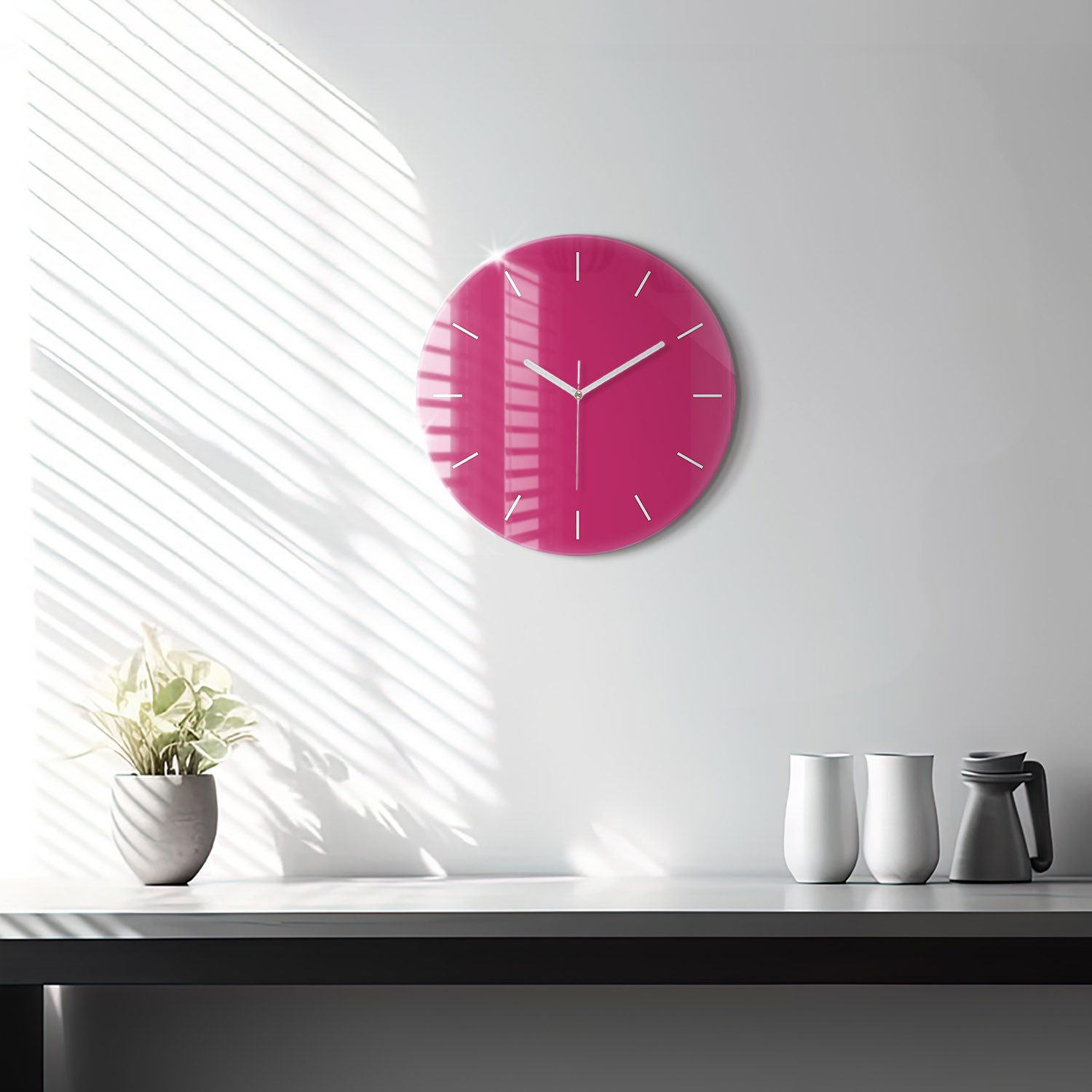 Tulup Wanduhr Wanduhr Glasrunde Uhr Moderne Glaswanduhr 30cm Uhr aus gehärtetem Glas