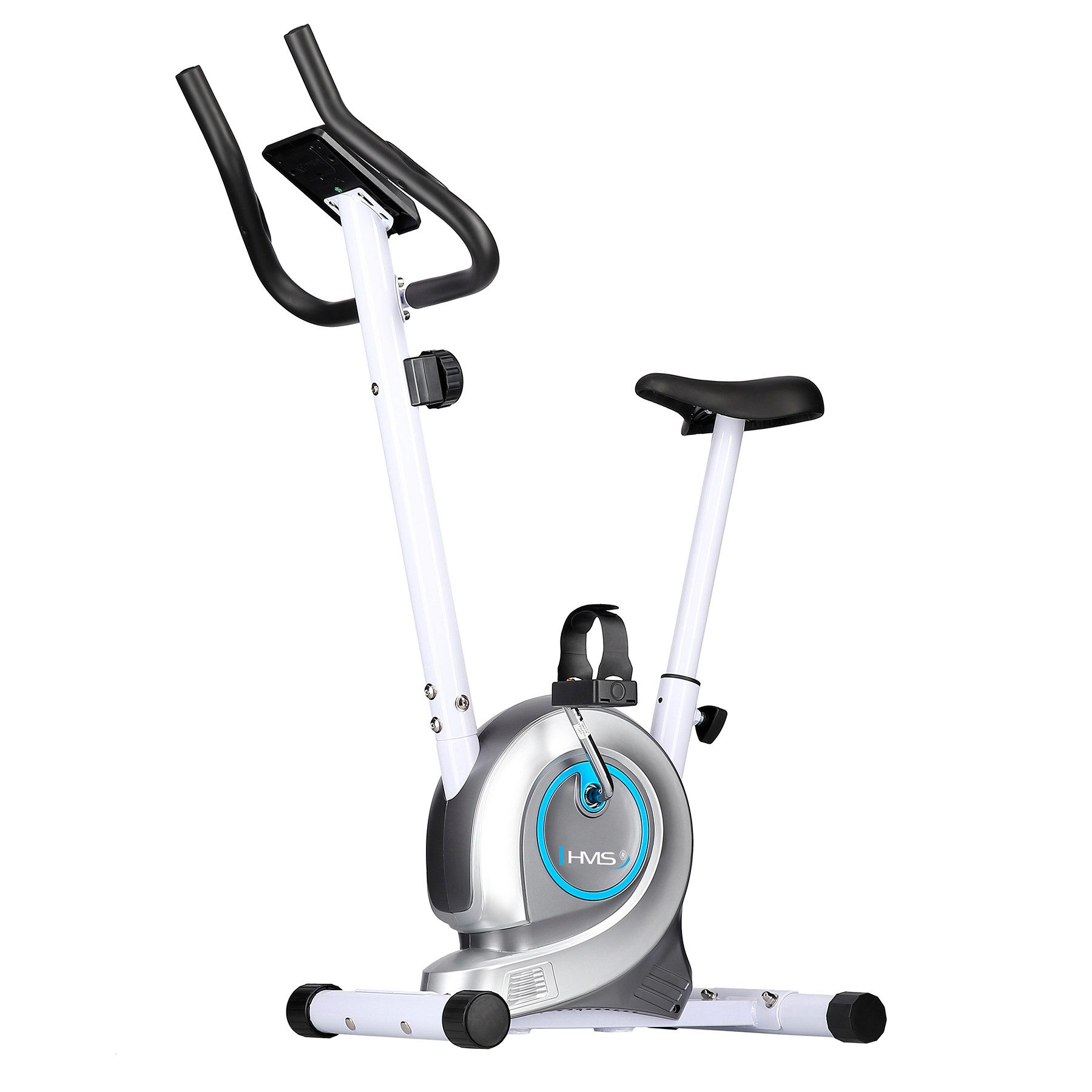 HMS Heimtrainer Magnetisches Stationäres Fahrrad Fitness Sport Cardiotraining, Einfach zu Bedienen, mit Handyhalterung